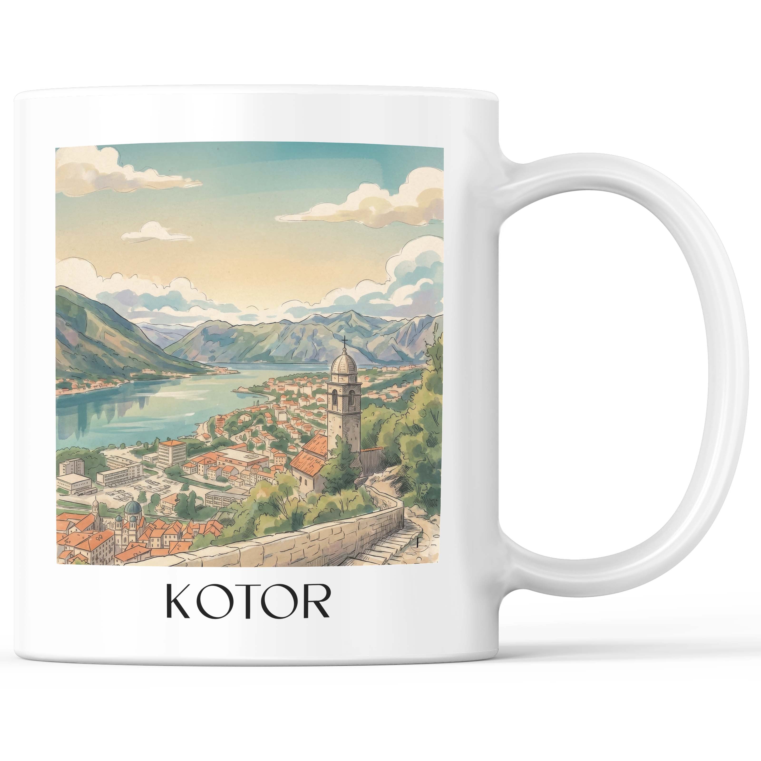 Kotor - Montenegro Becher - Kaffeetasse im Aquarell Stil - favplace