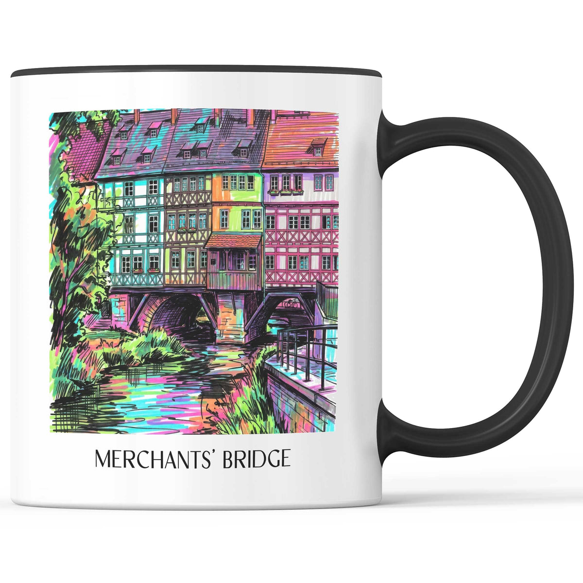 Krämerbrücke Kaffeebecher - Erfurt - Deutschland Becher - Kaffeetasse im Tag Graffiti Stil - favplace