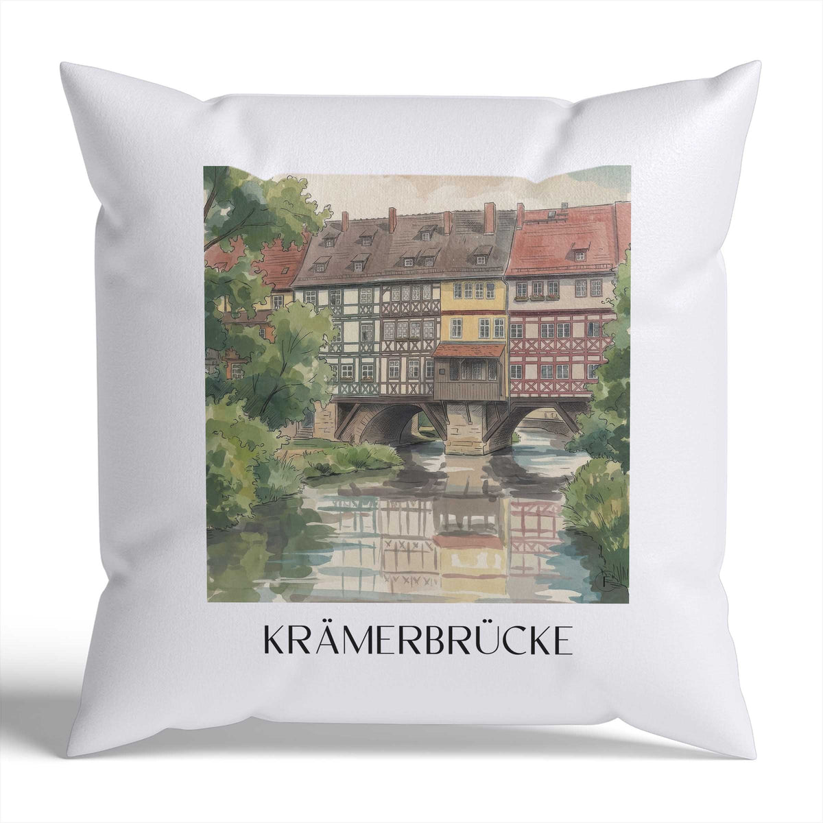 krämerbrücke-erfurt-deutschland-kissenbezug-aquarell