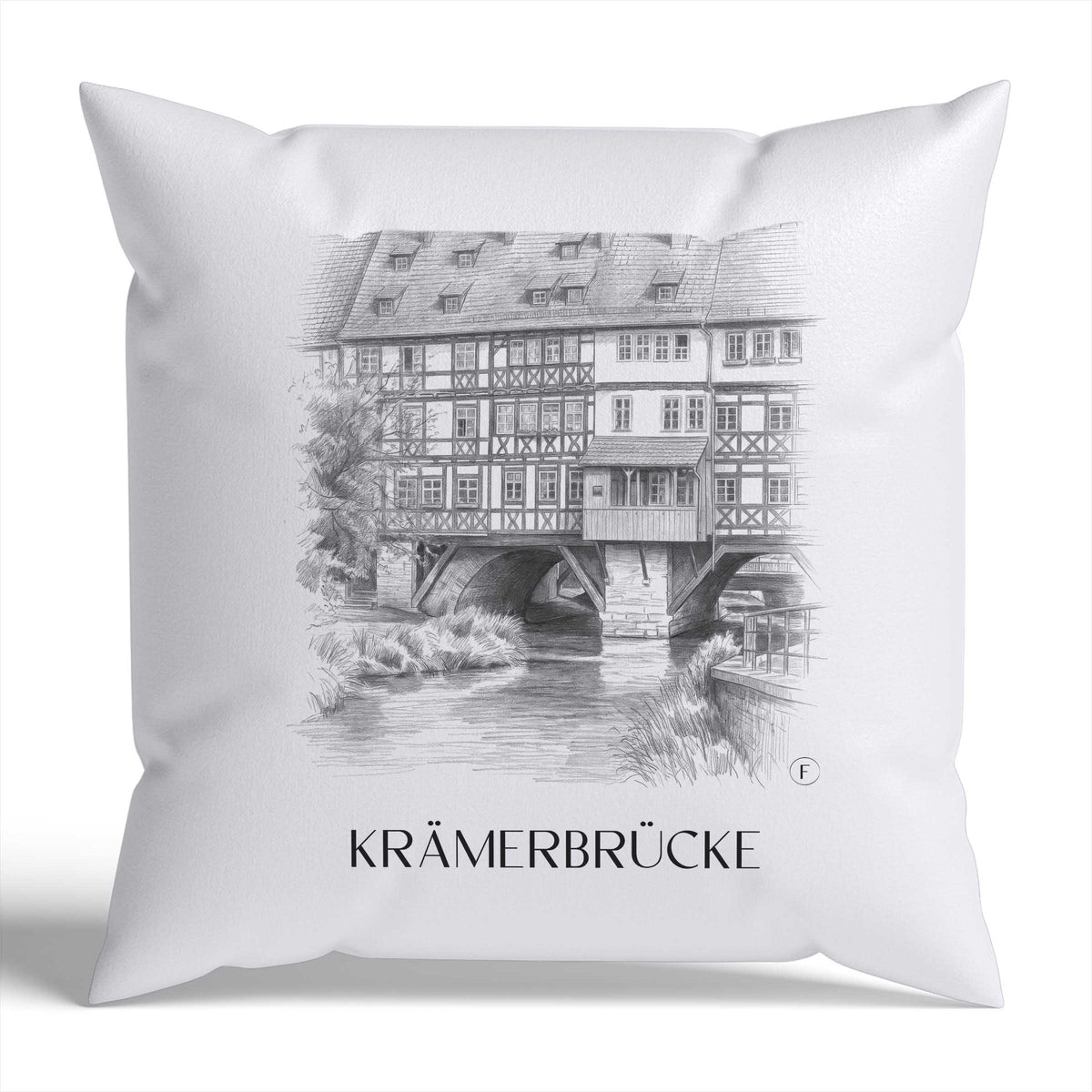 krämerbrücke-erfurt-deutschland-kissenbezug-bleistift-zeichnung-drawing
