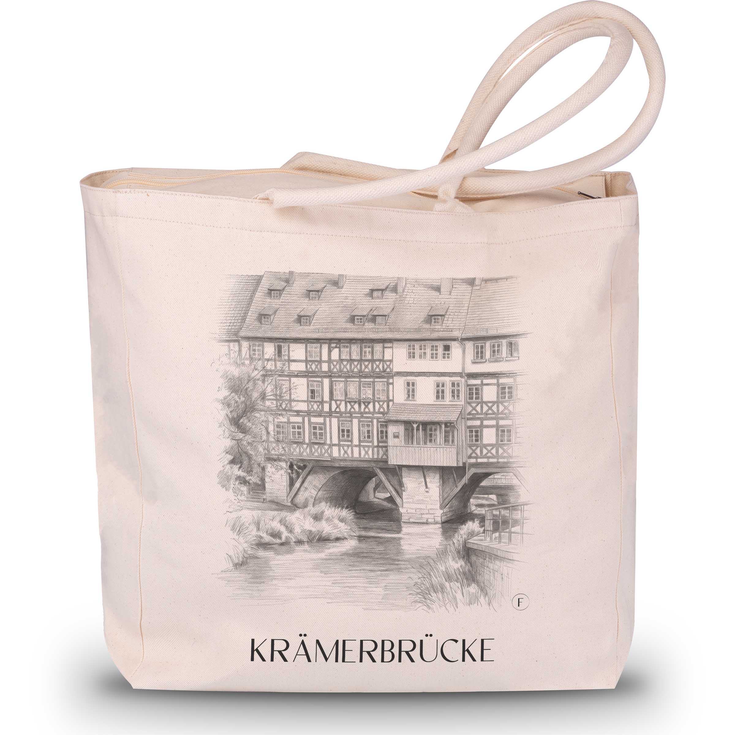 krämerbrücke-erfurt-deutschland-einkaufstasche-bleistift-zeichnung-drawing