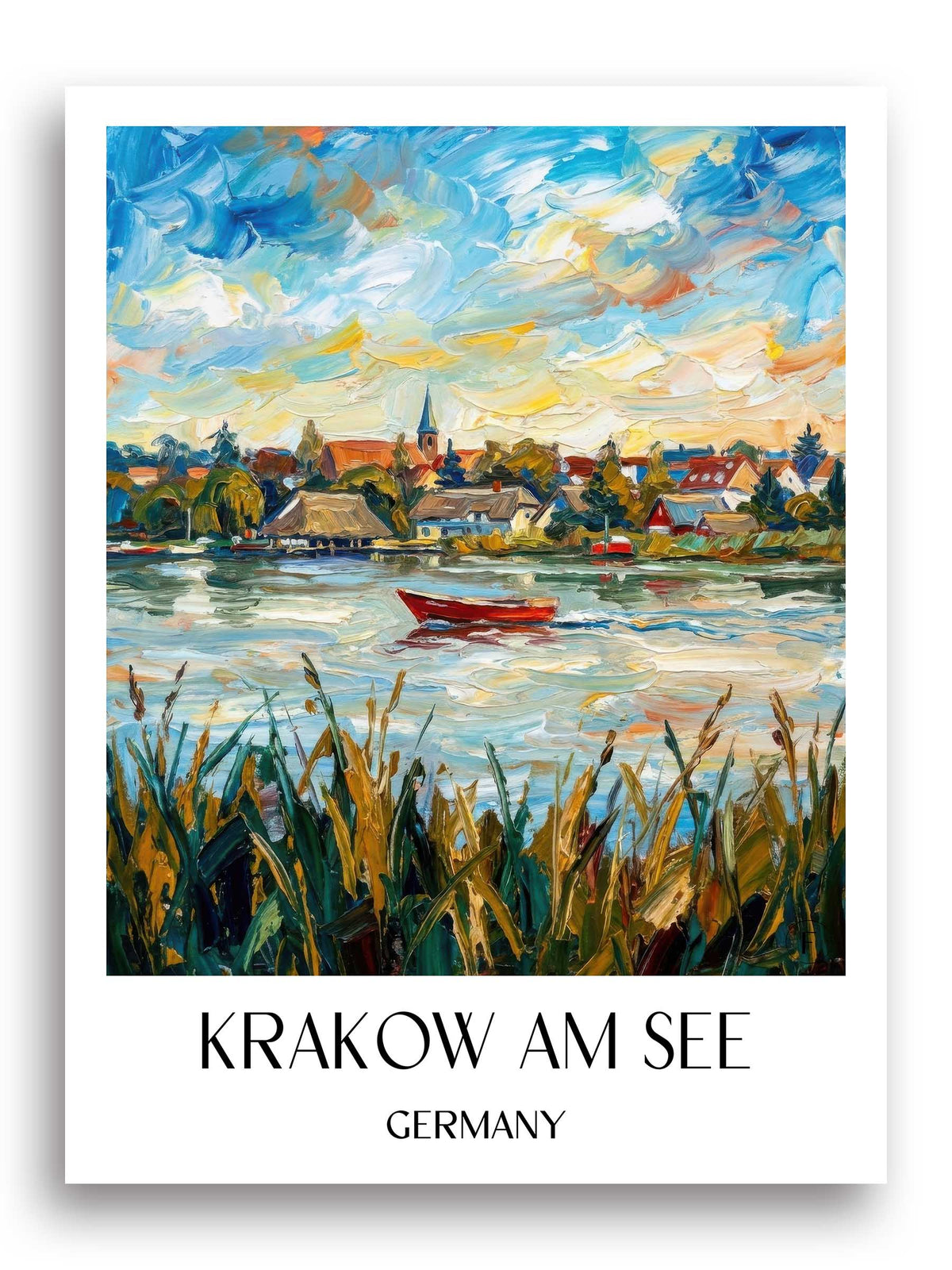 Krakow am See Poster - Mecklenburgische Seenplatte - Deutschland Kunstdruck - Ölgemälde von A4 bis A1 - favplace