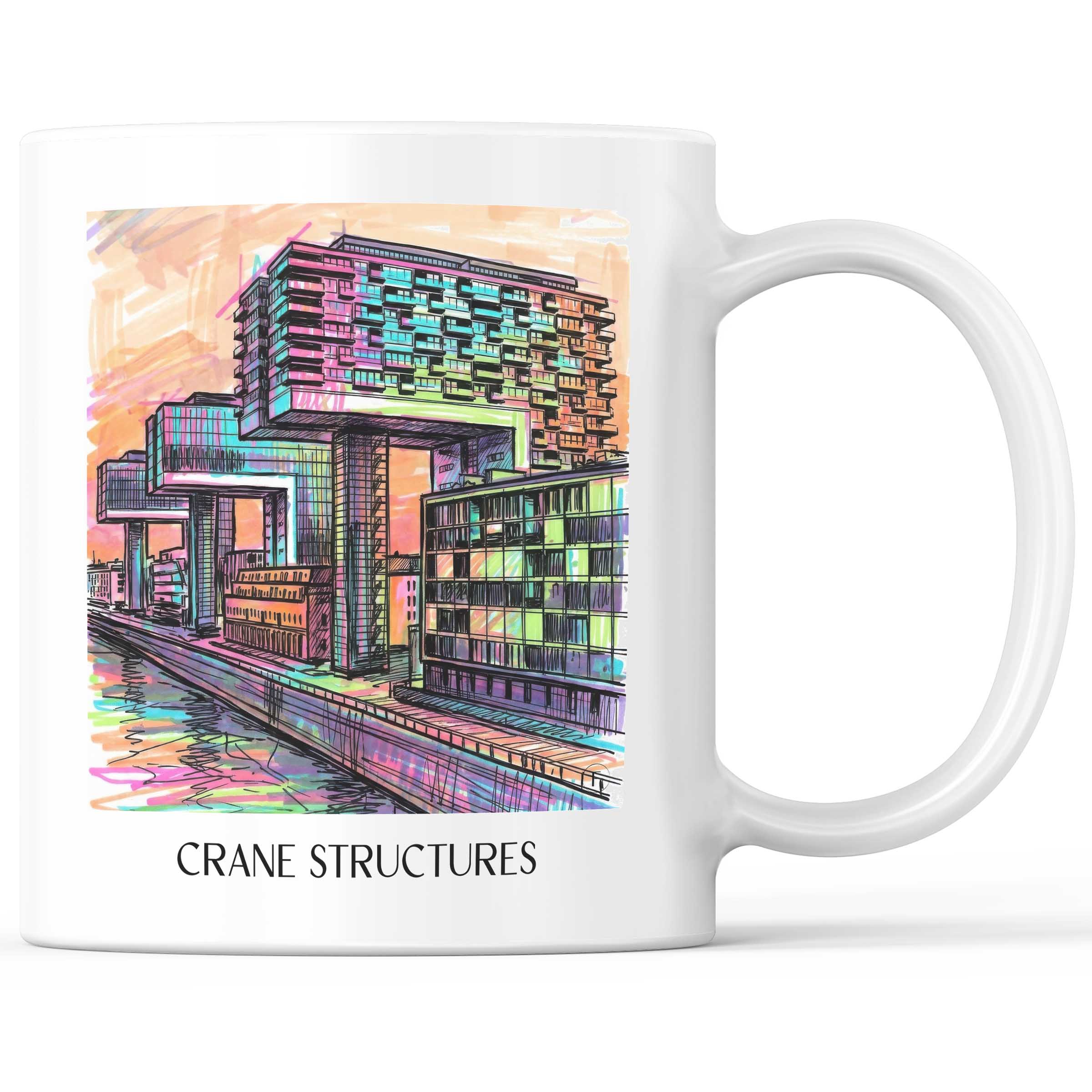 Kranbauten Kaffeebecher - Köln - Deutschland Becher - Kaffeetasse im Tag Graffiti Stil