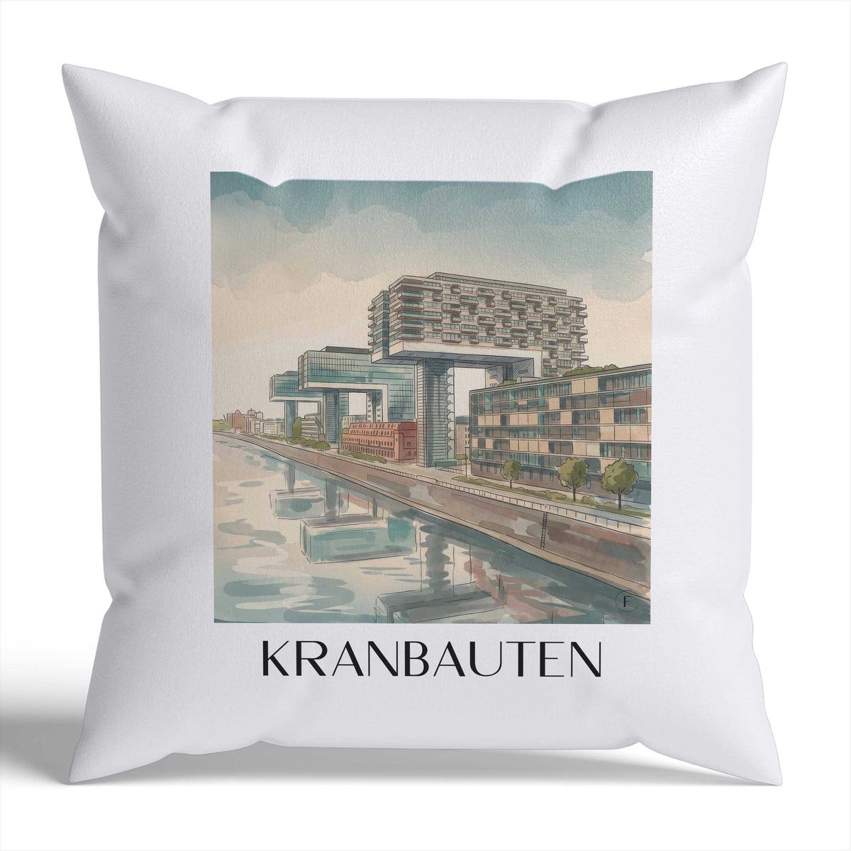 kranbauten-köln-deutschland-kissenbezug-aquarell