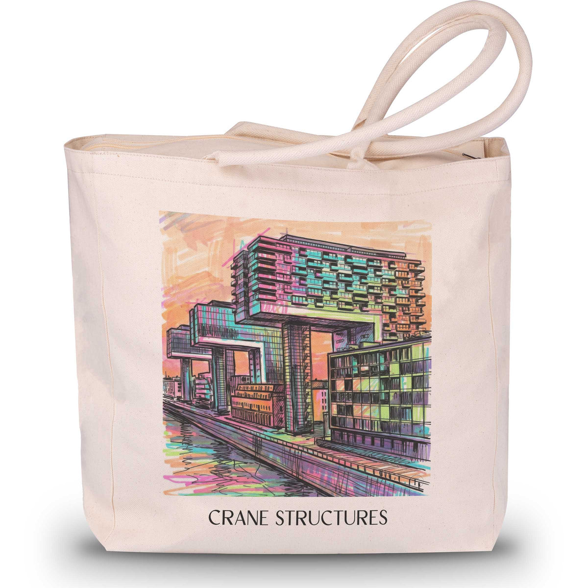 Kranbauten Shopping Tasche - Köln - Deutschland Tote Bag - Einkaufstasche im Tag Graffiti Stil - favplace