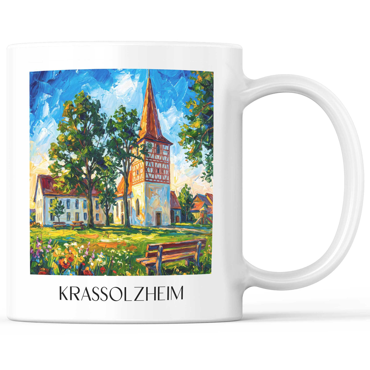 Krassolzheim Kaffeebecher - Steigerwald - Deutschland Becher - Kaffeetasse im Ölgemälde Stil - favplace