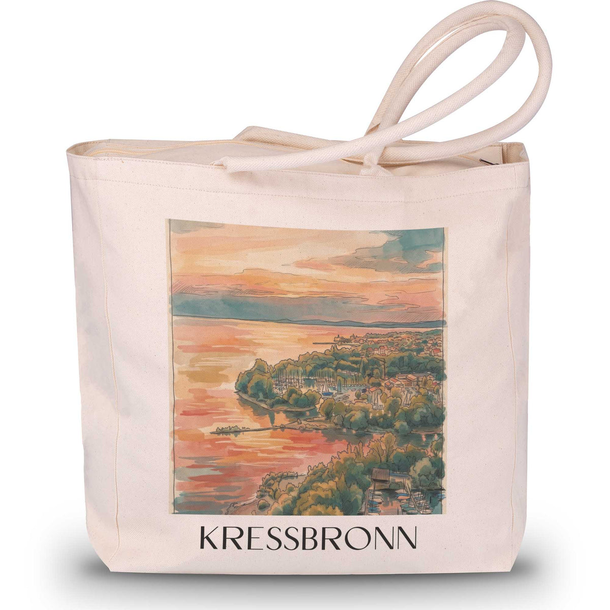 Kressbronn Shopping Tasche - Bodensee - Deutschland Tote Bag - Einkaufstasche im Aquarell Stil - favplace