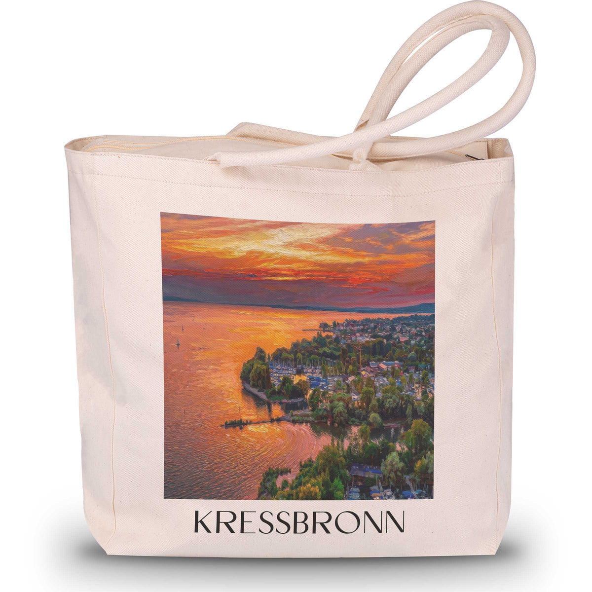 Kressbronn Shopping Tasche - Bodensee - Deutschland Tote Bag - Einkaufstasche im Ölgemälde Stil - favplace