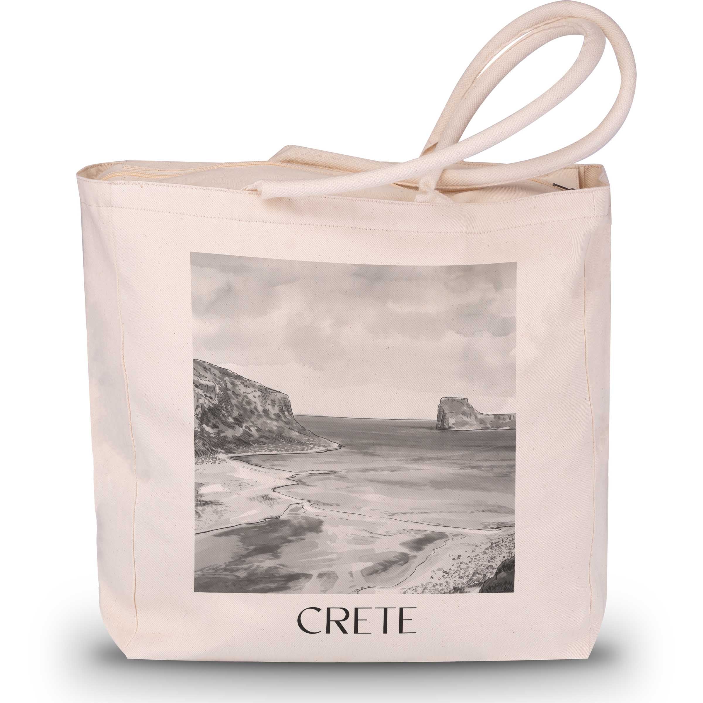 Kreta - Griechenland Tote Bag - Einkaufstasche im Aquarell Schwarz-Weiß Stil - favplace