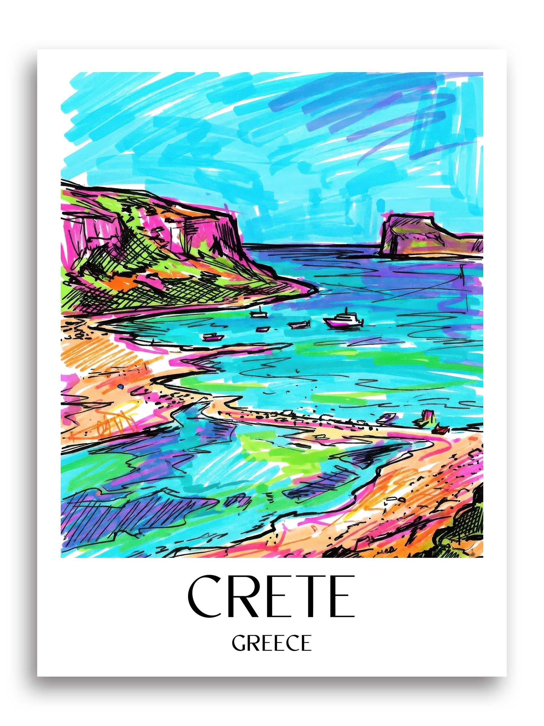 Kreta Poster - - Griechenland Kunstdruck - Tag Graffiti von A4 bis A1 - favplace