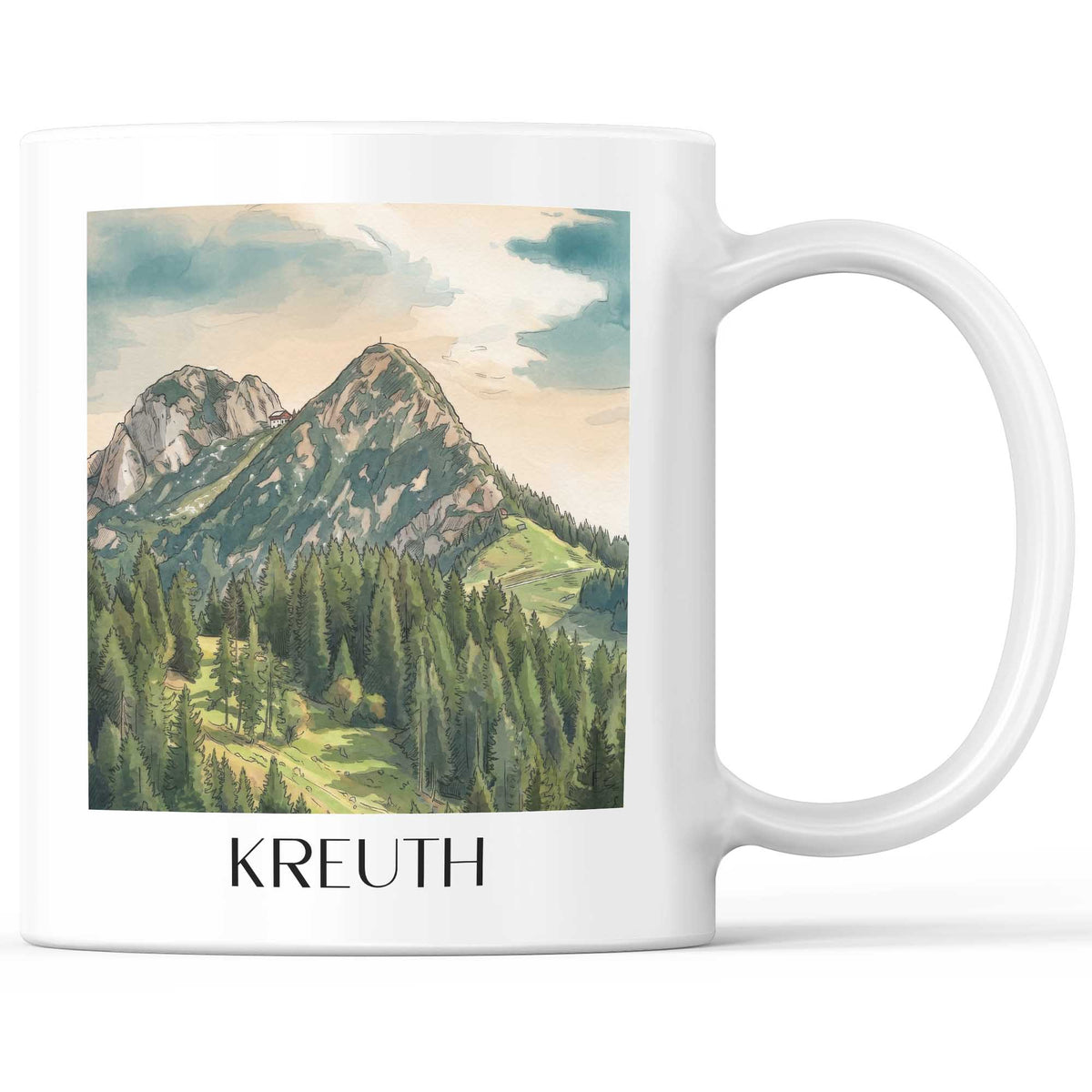 Kreuth Kaffeebecher - Tegernsee - Deutschland Becher - Kaffeetasse im Aquarell Stil - favplace