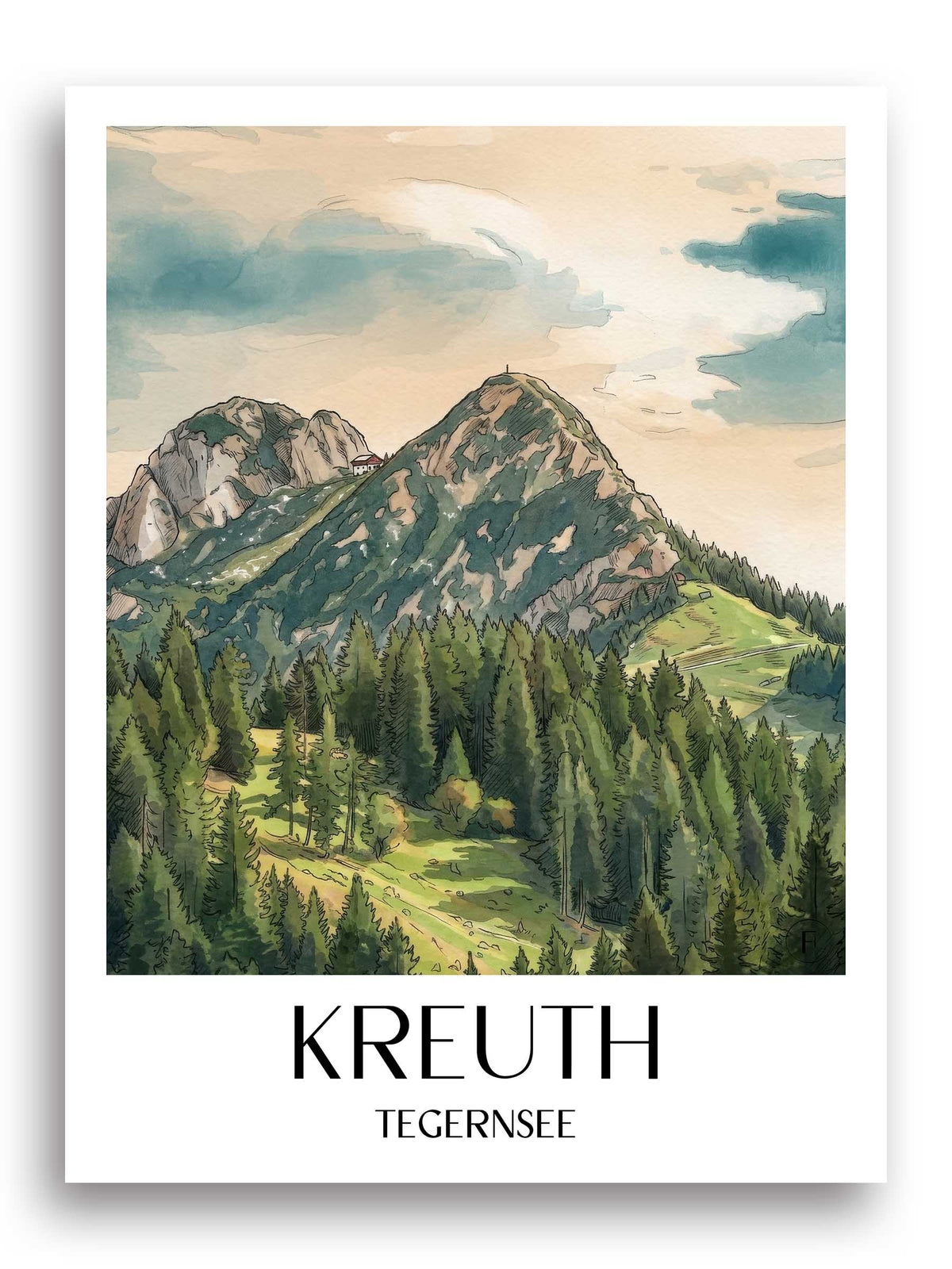 kreuth-tegernsee-deutschland-poster-aquarell