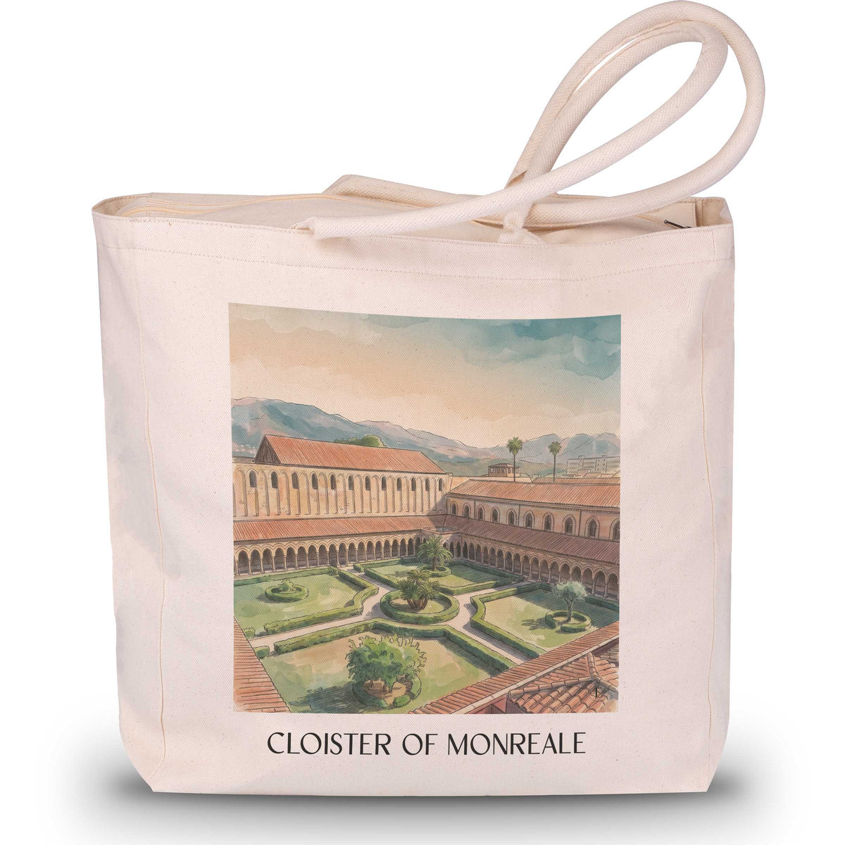 Kreuzgang von Monreale Shopping Tasche - Sizilien - Italien Tote Bag - Einkaufstasche im Aquarell Stil - favplace