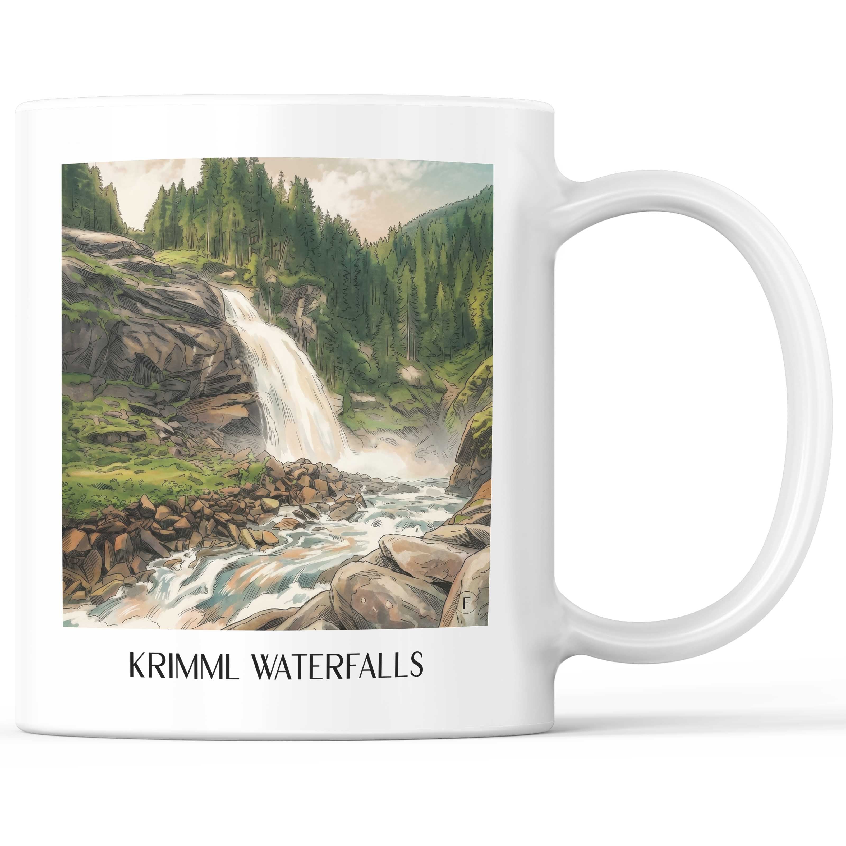 Krimmler Wasserfälle Kaffeebecher - Österreich - Österreich Becher - Kaffeetasse im Aquarell Stil - favplace