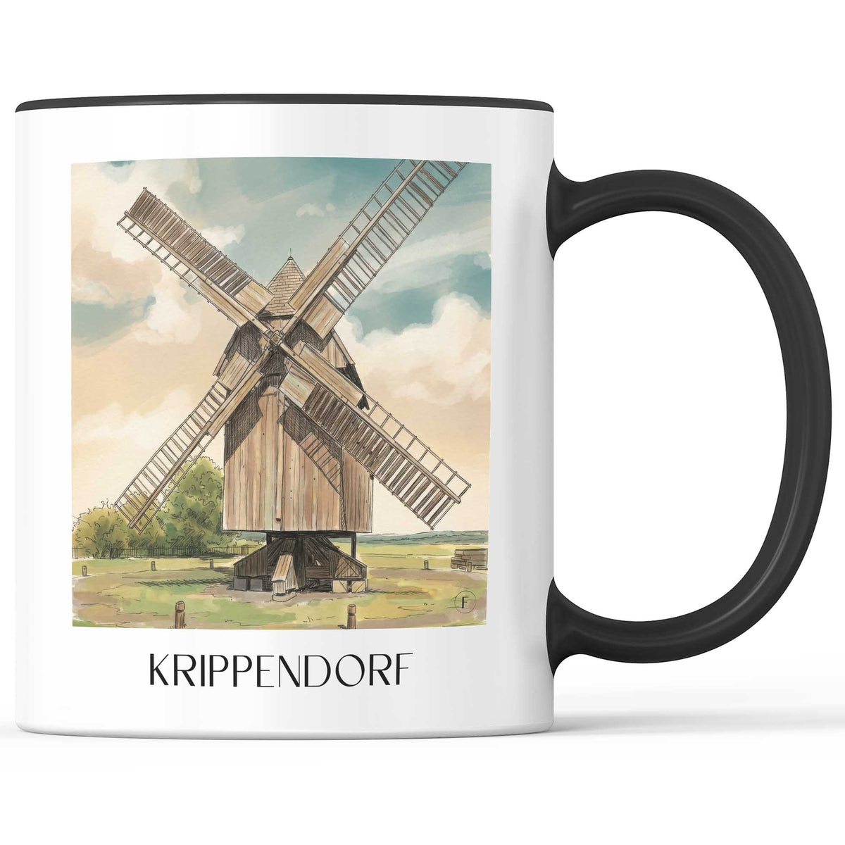 Krippendorf Kaffeebecher - Jena - Deutschland Becher - Kaffeetasse im Aquarell Stil - favplace