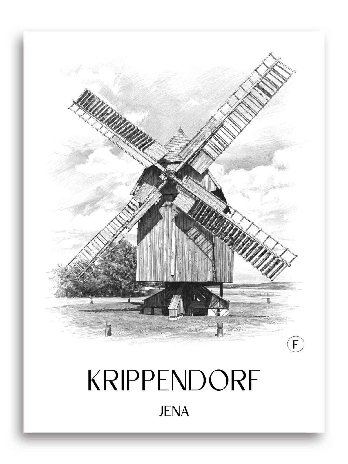 Krippendorf Poster - Jena - Deutschland Kunstdruck - Zeichnung von A4 bis A1 - favplace