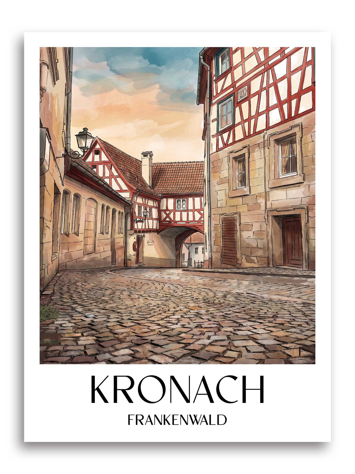 kronach-frankenwald-deutschland-poster-aquarell