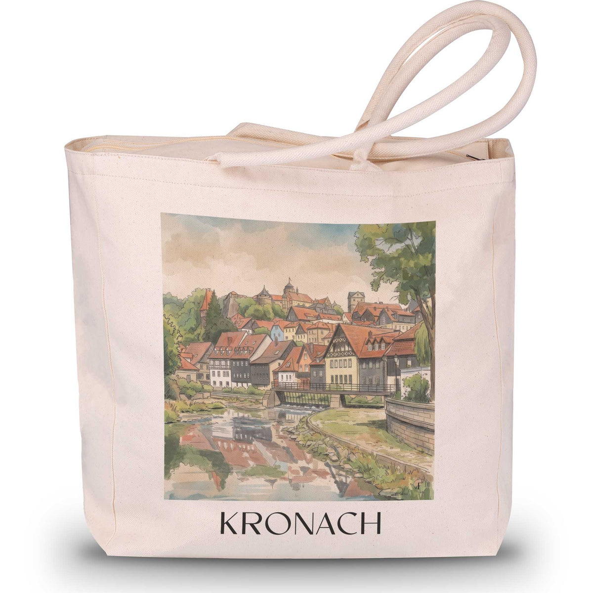 kronach-frankenwald-deutschland-einkaufstasche-aquarell