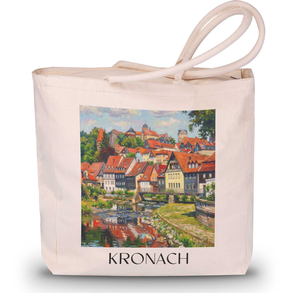 Kronach Shopping Tasche - Frankenwald - Deutschland Tote Bag - Einkaufstasche im Ölgemälde Stil - favplace