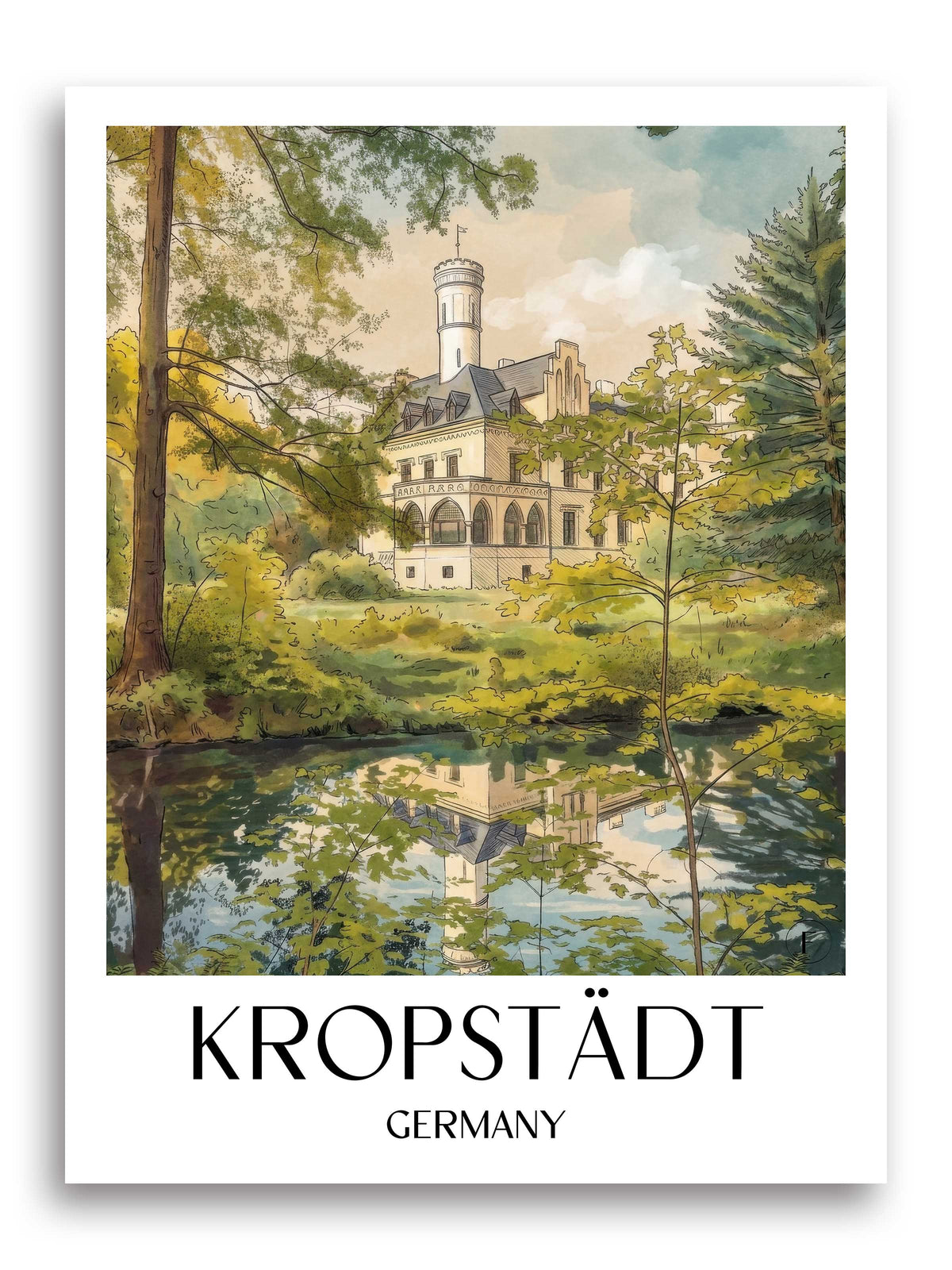 Kropstädt Poster - Fläming - Deutschland Kunstdruck - Aquarell von A4 bis A1 - favplace