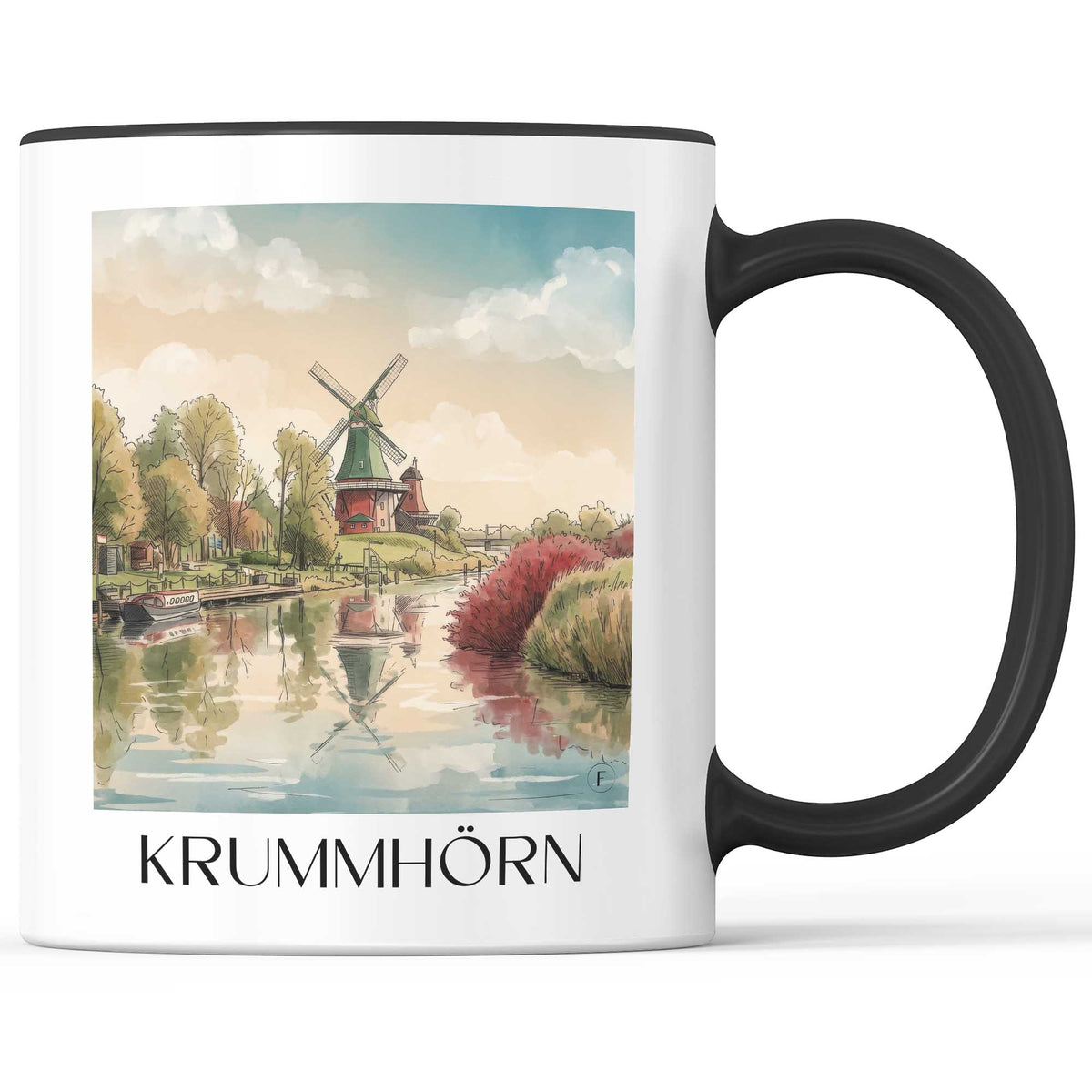 krummhörn-ostfriesland-deutschland-kaffeebecher-aquarell