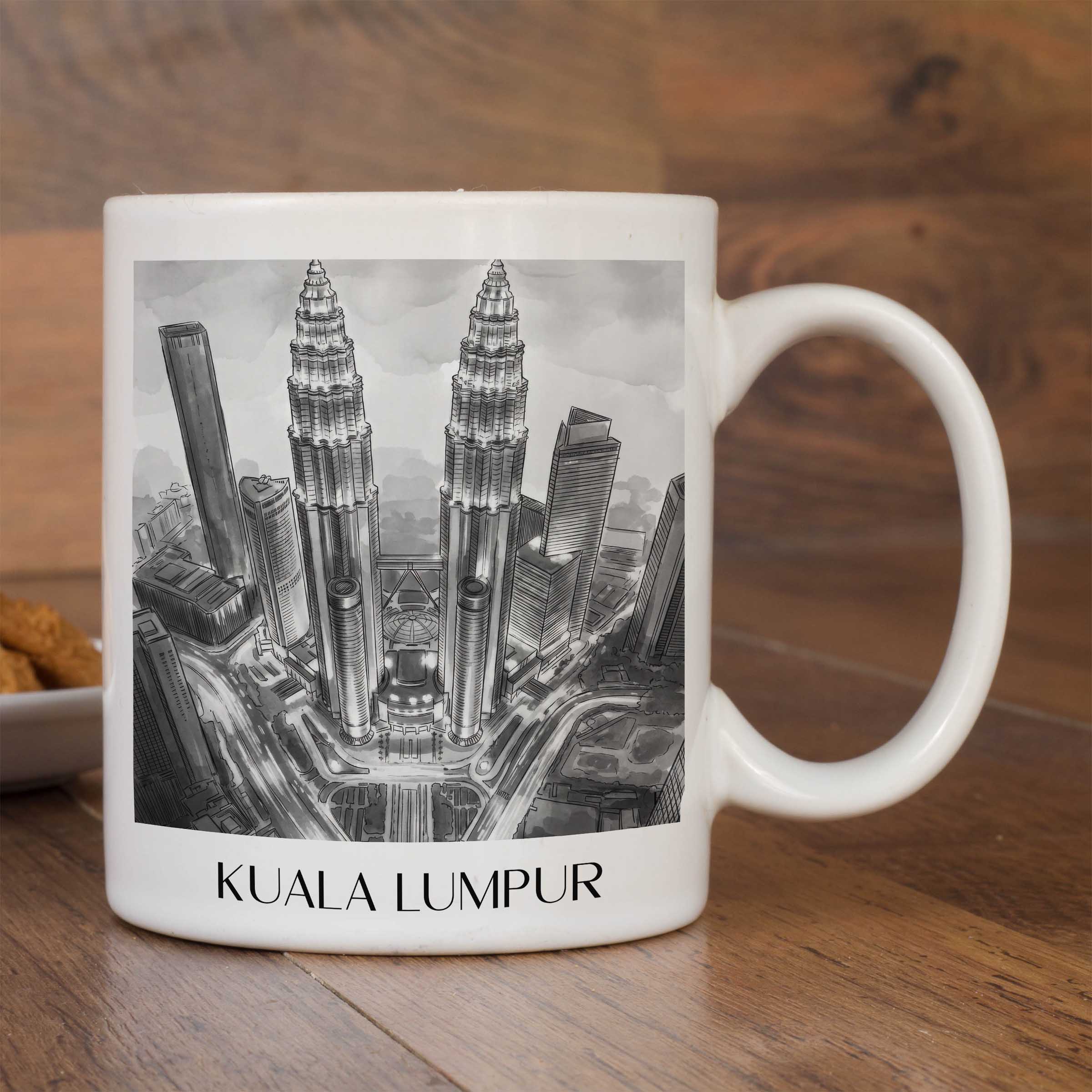 kuala-lumpur-malaysia-kaffeebecher-aquarell-schwarz-weiss