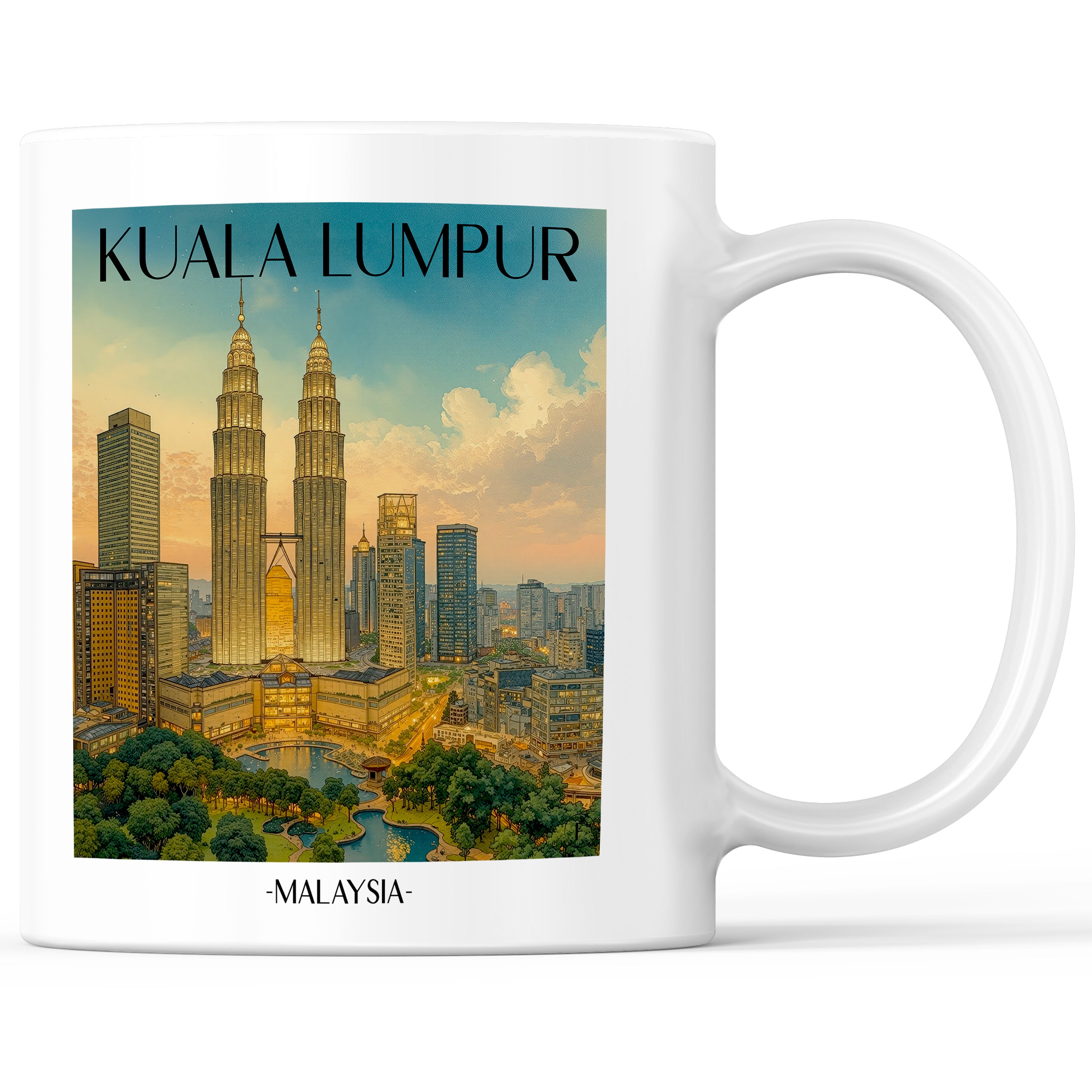Kuala Lumpur - Malaysia Becher - Kaffeetasse im Aquarell Stil - favplace