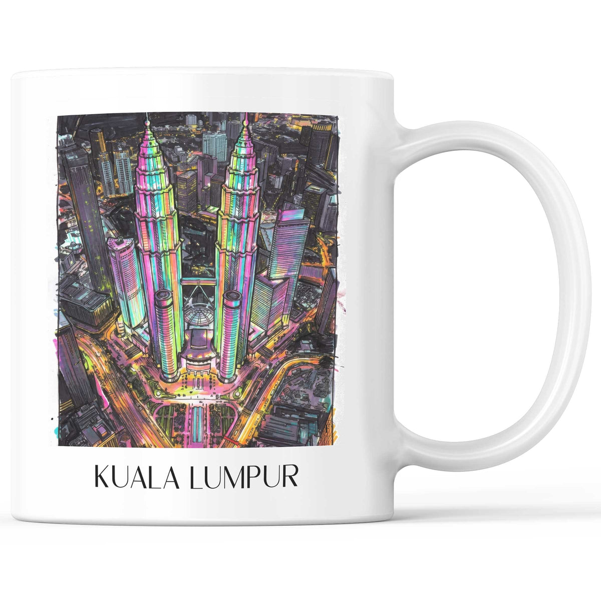 Kuala Lumpur - Malaysia Becher - Kaffeetasse im Tag Graffiti Stil - favplace