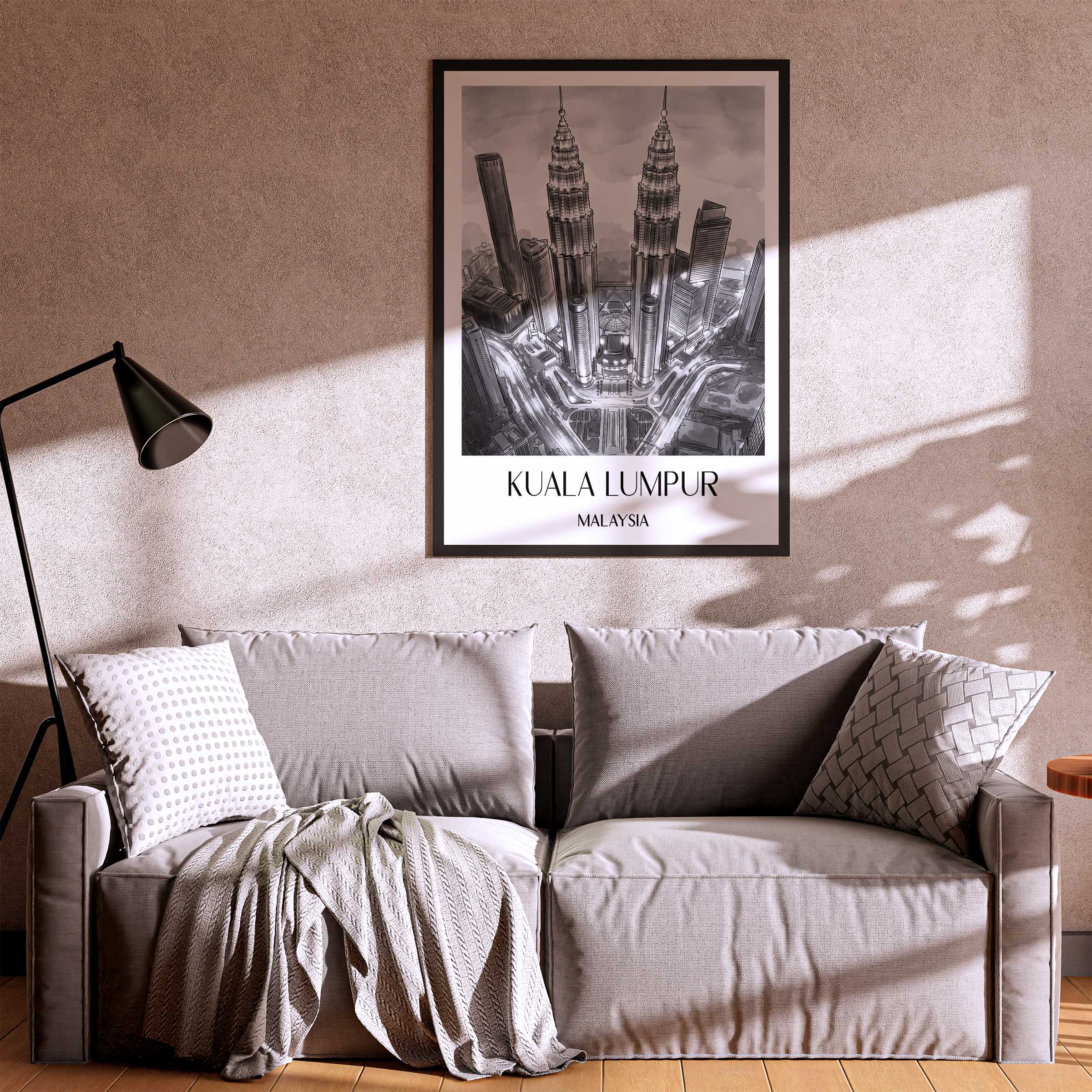 kuala-lumpur-malaysia-poster-aquarell-schwarz-weiss