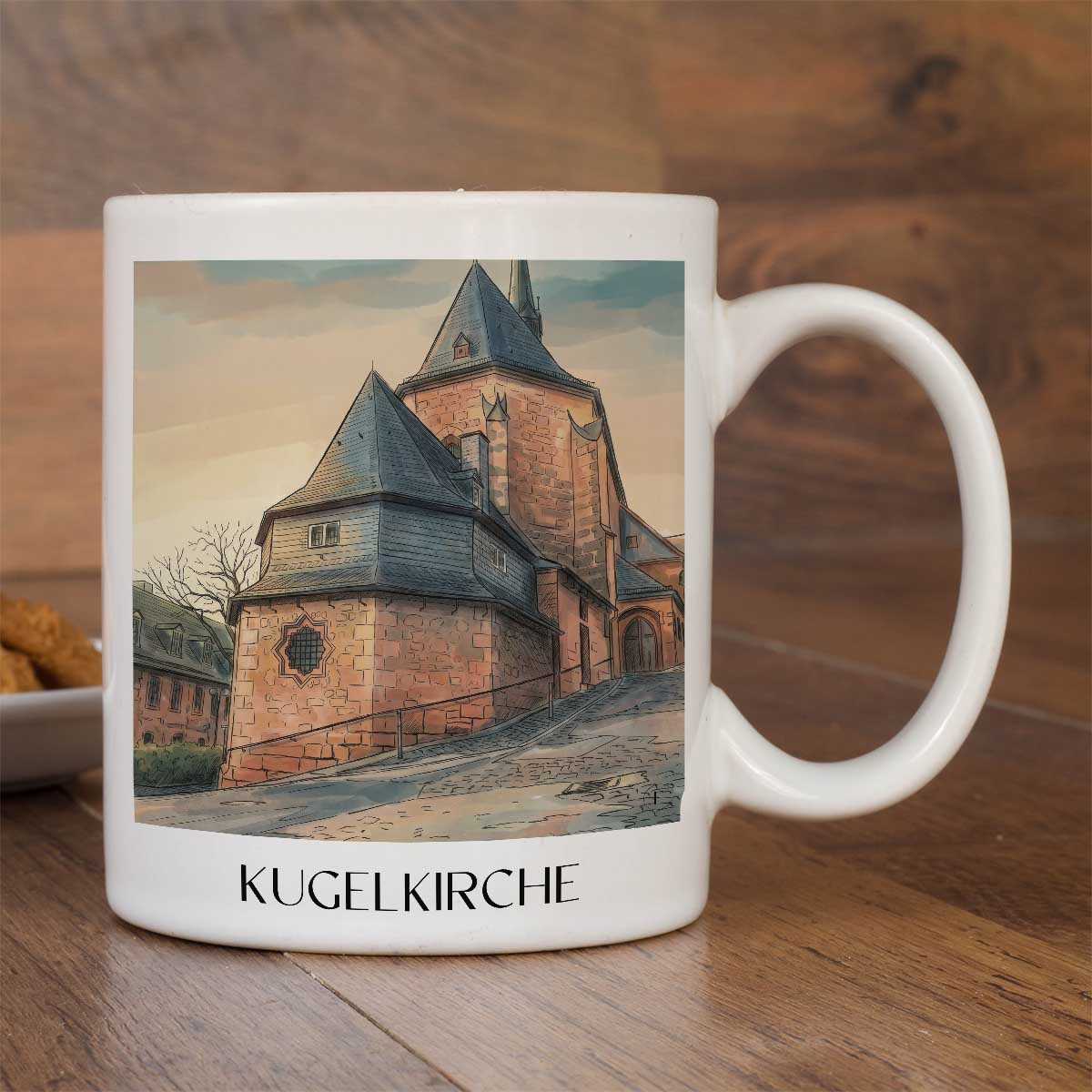 kugelkirche-marburg-deutschland-kaffeebecher-aquarell