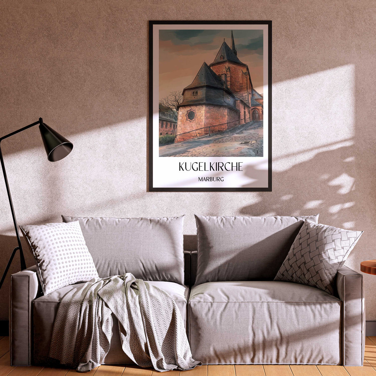 kugelkirche-marburg-deutschland-poster-aquarell