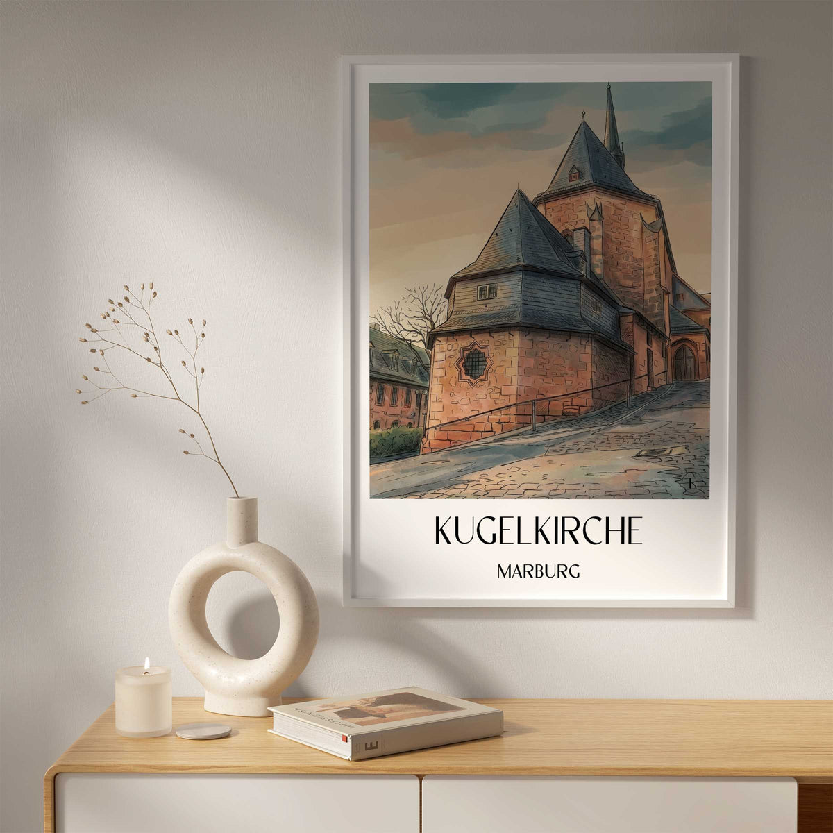 kugelkirche-marburg-deutschland-poster-aquarell