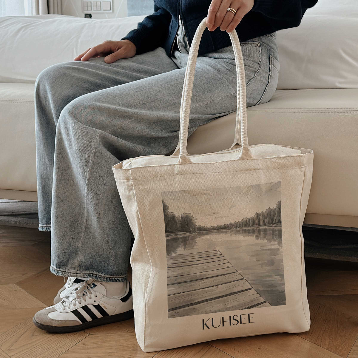 kuhsee-augsburg-deutschland-einkaufstasche-aquarell-schwarz-weiss