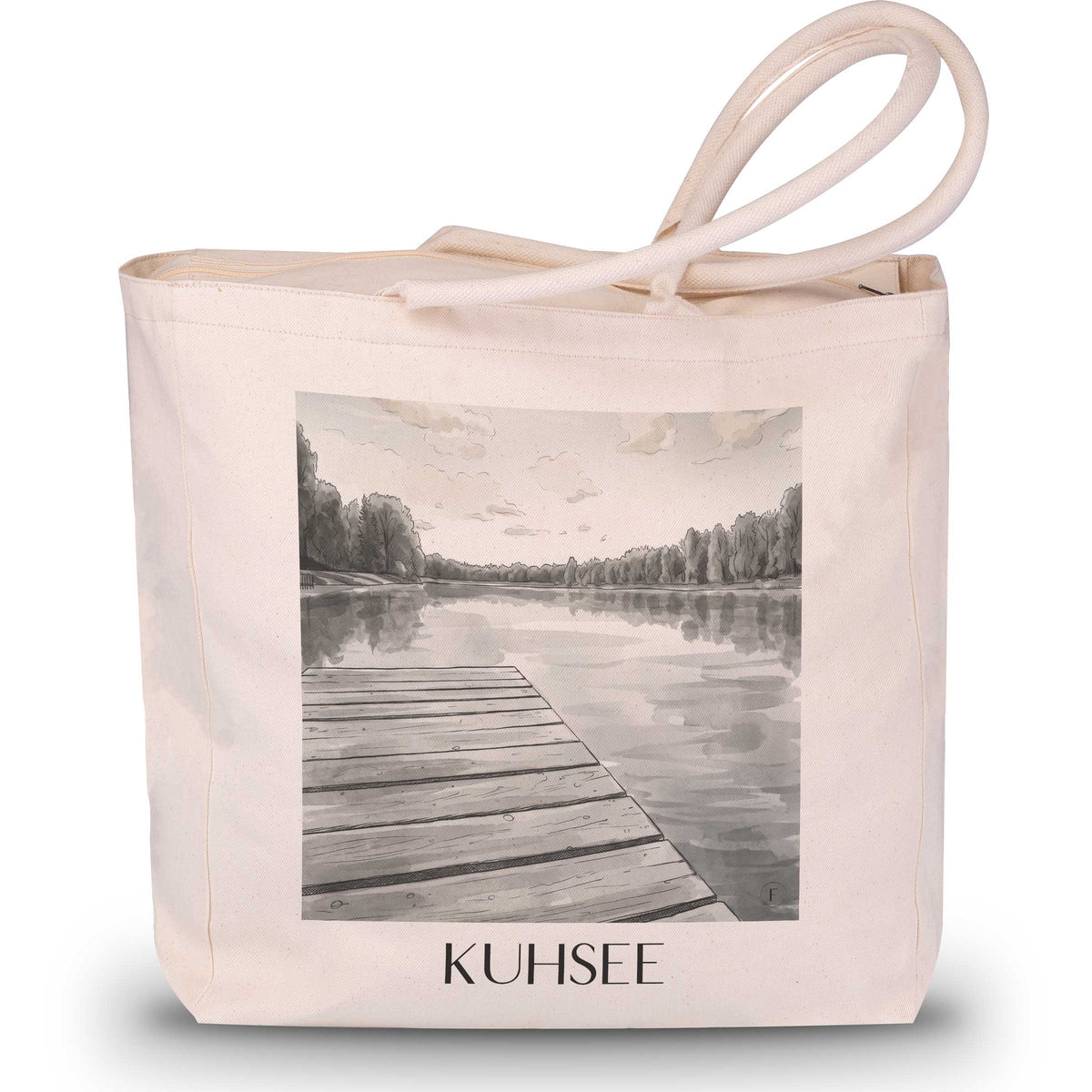 Kuhsee Shopping Tasche - Augsburg - Deutschland Tote Bag - Einkaufstasche im Aquarell Schwarz-Weiß Stil - favplace