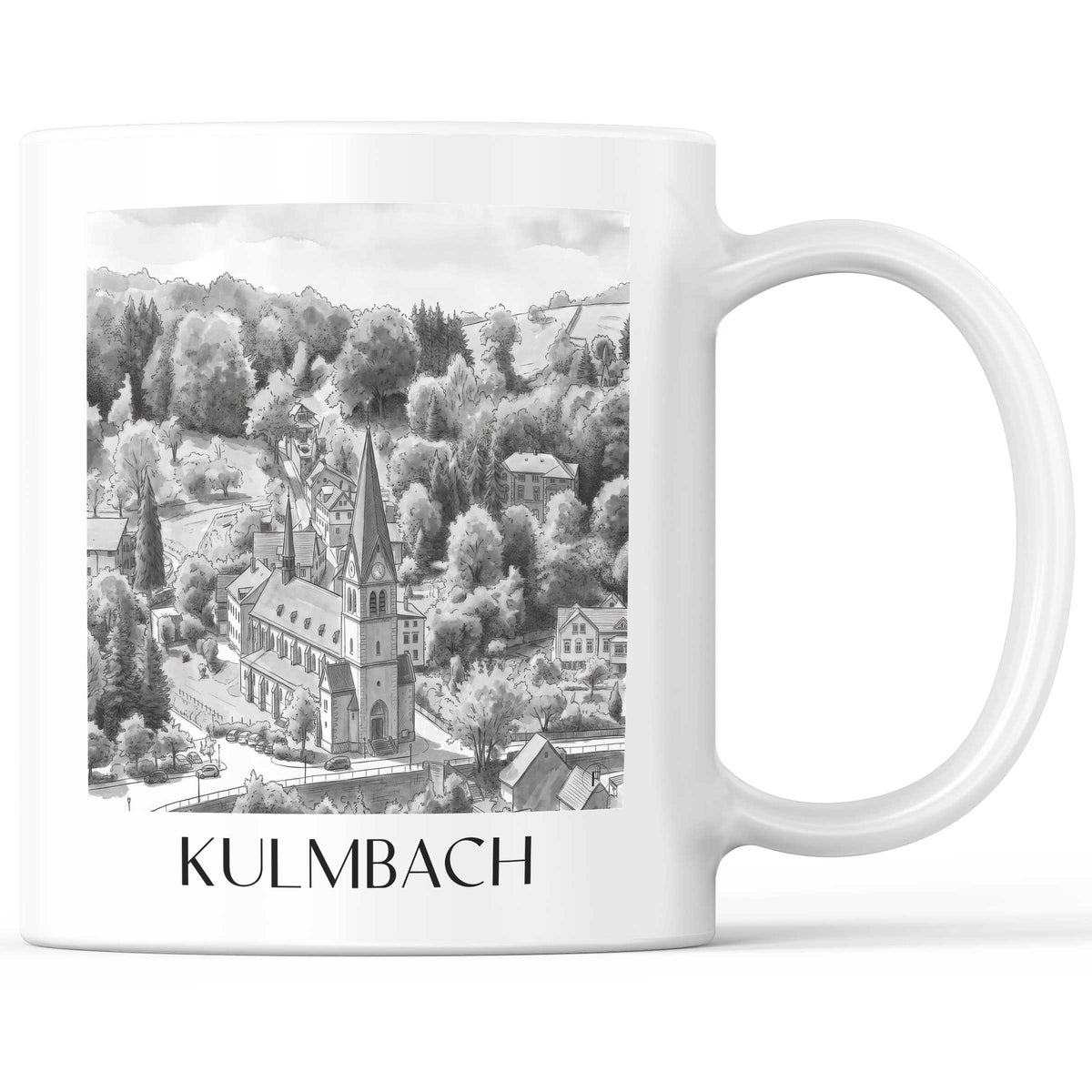 Kulmbach - Deutschland Becher - Kaffeetasse im Aquarell Schwarz-Weiß Stil - favplace
