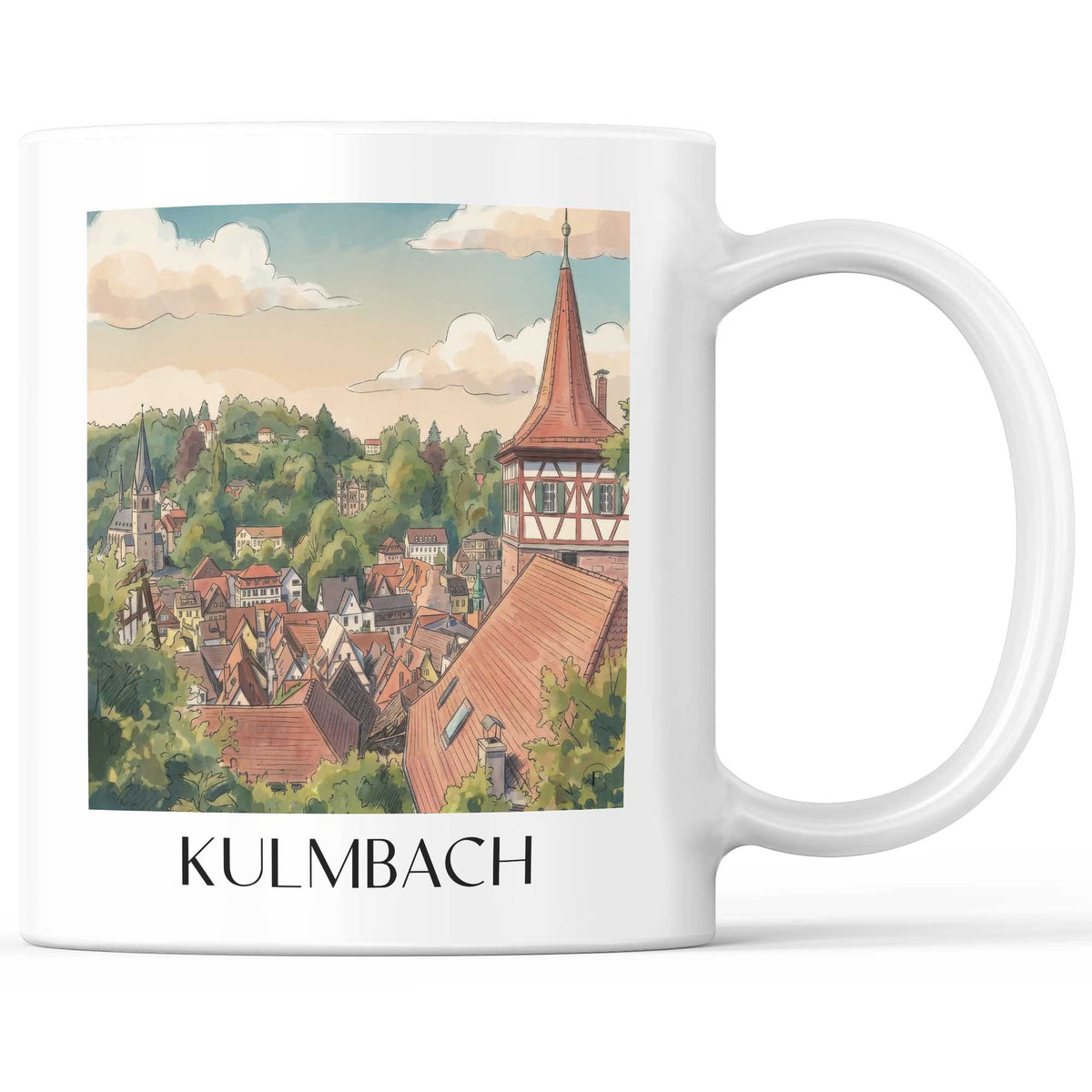 kulmbach-frankenwald-deutschland-kaffeebecher-aquarell