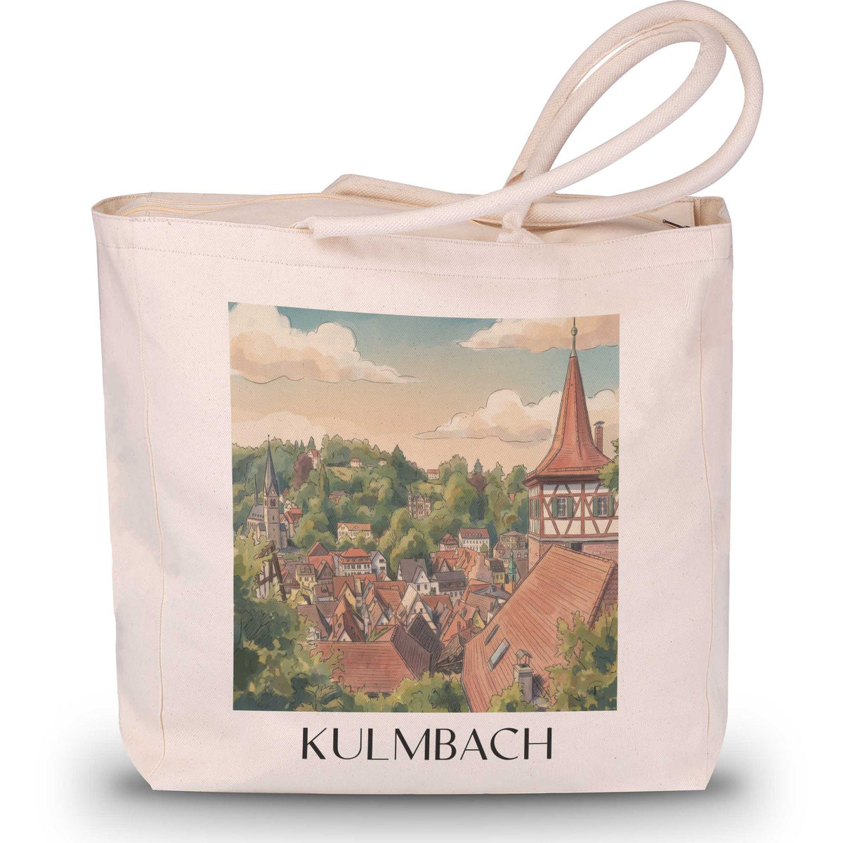 kulmbach-frankenwald-deutschland-einkaufstasche-aquarell