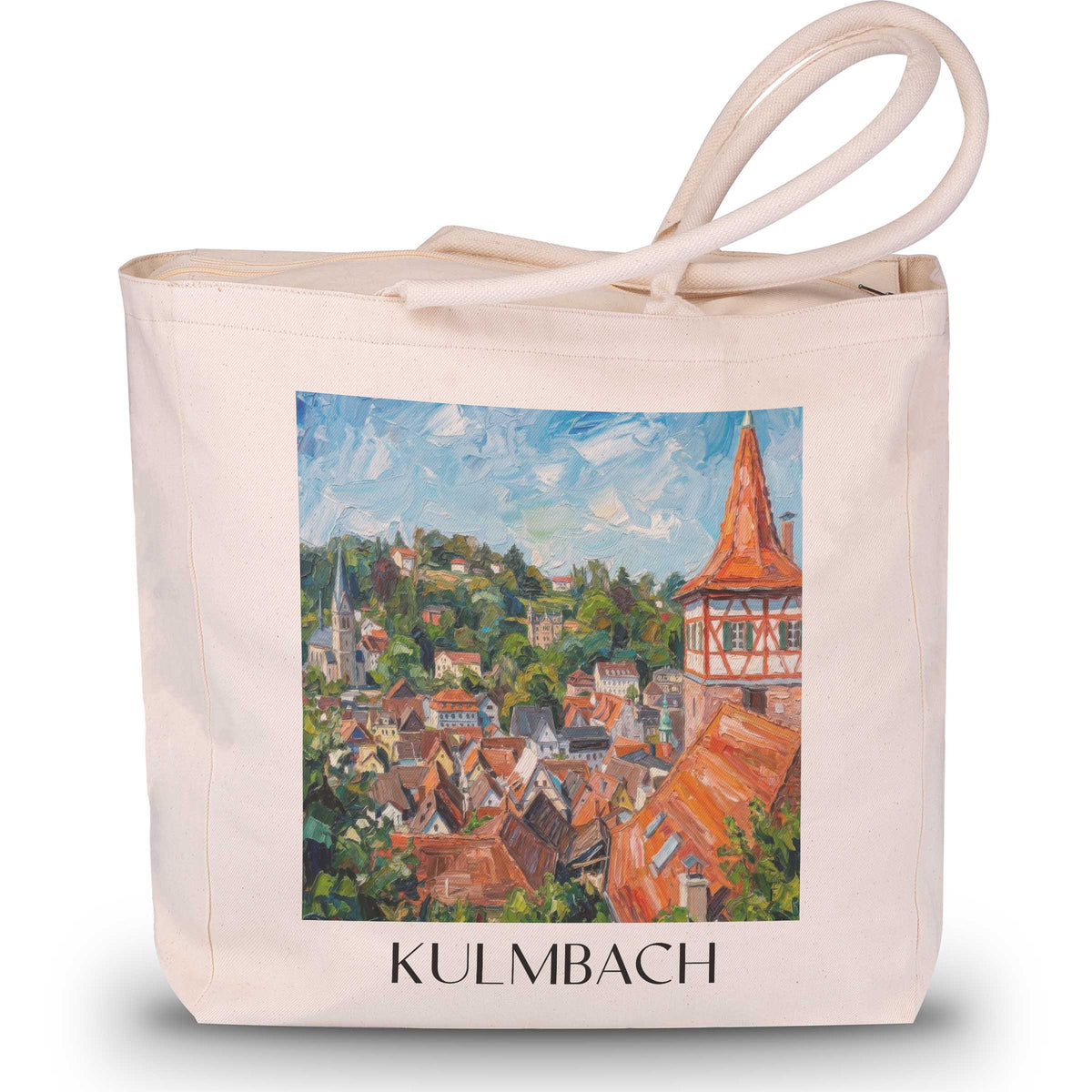 Kulmbach Shopping Tasche - Frankenwald - Deutschland Tote Bag - Einkaufstasche im Ölgemälde Stil - favplace