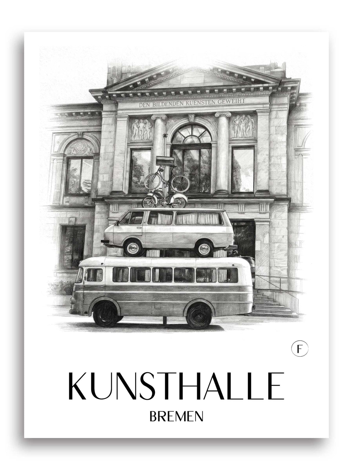 Kunsthalle Poster - Bremen - Deutschland Kunstdruck - Zeichnung von A4 bis A1 - favplace