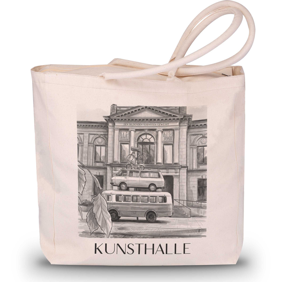 Kunsthalle Shopping Tasche - Bremen - Deutschland Tote Bag - Einkaufstasche im Aquarell Schwarz-Weiß Stil - favplace