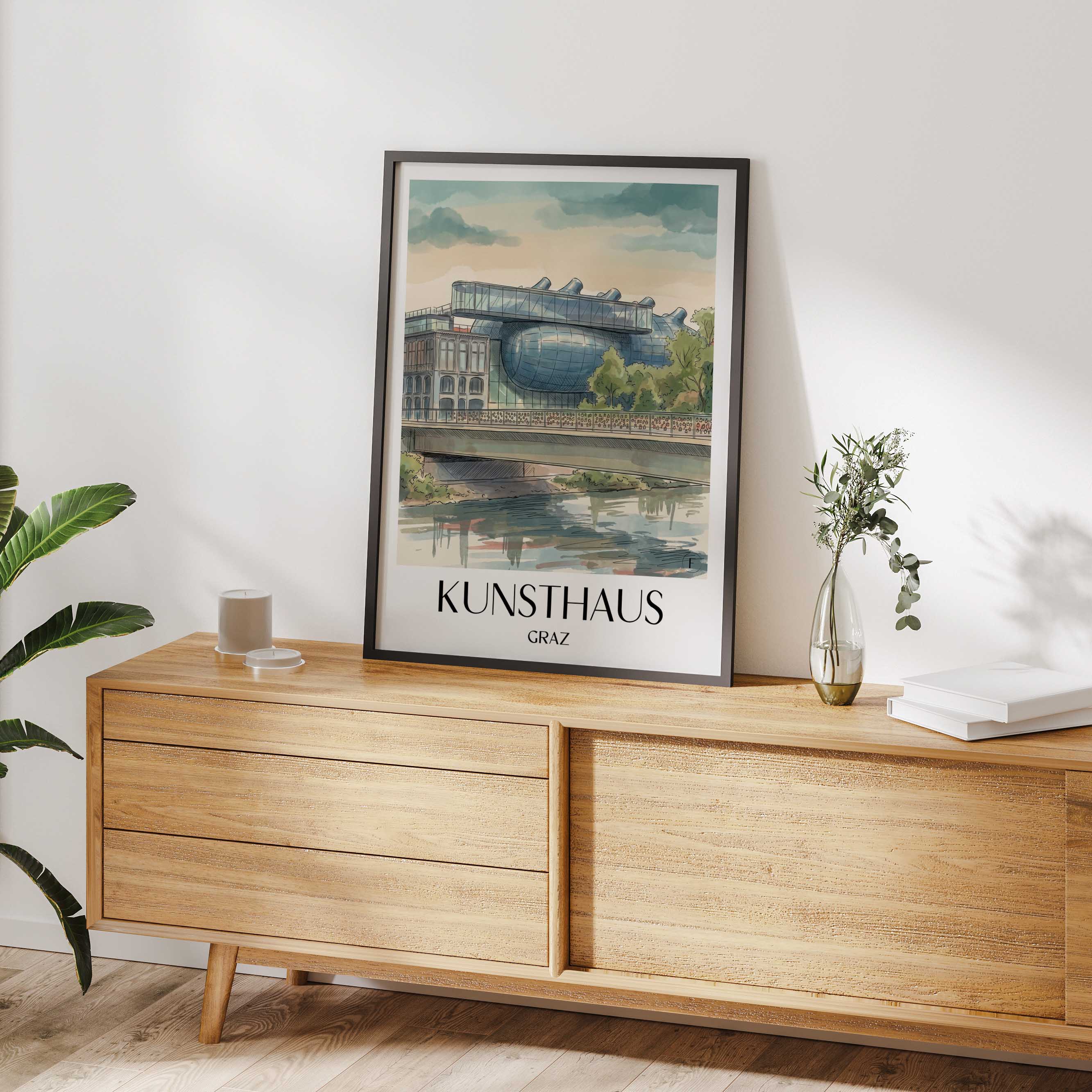kunsthaus-graz-österreich-poster-aquarell