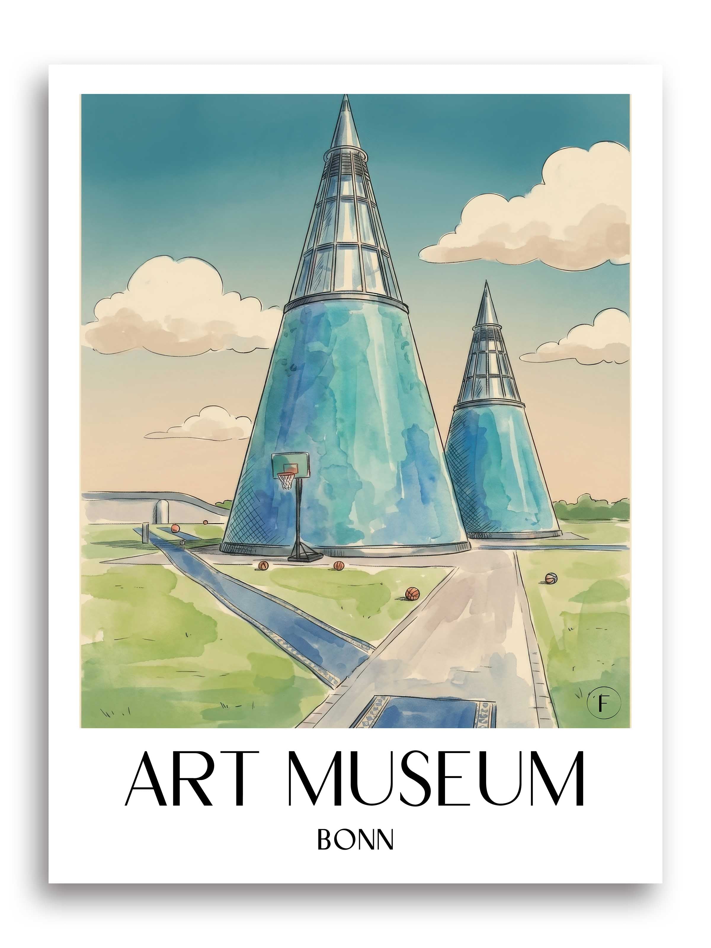Kunstmuseum Poster - Bonn - Deutschland Kunstdruck - Aquarell von A4 bis A1 - favplace