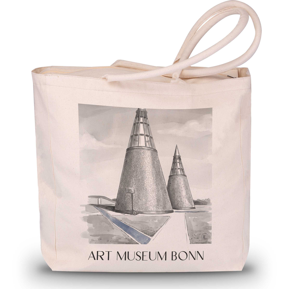 Kunstmuseum Shopping Tasche - Bonn - Deutschland Tote Bag - Einkaufstasche im Aquarell Schwarz-Weiß Stil - favplace