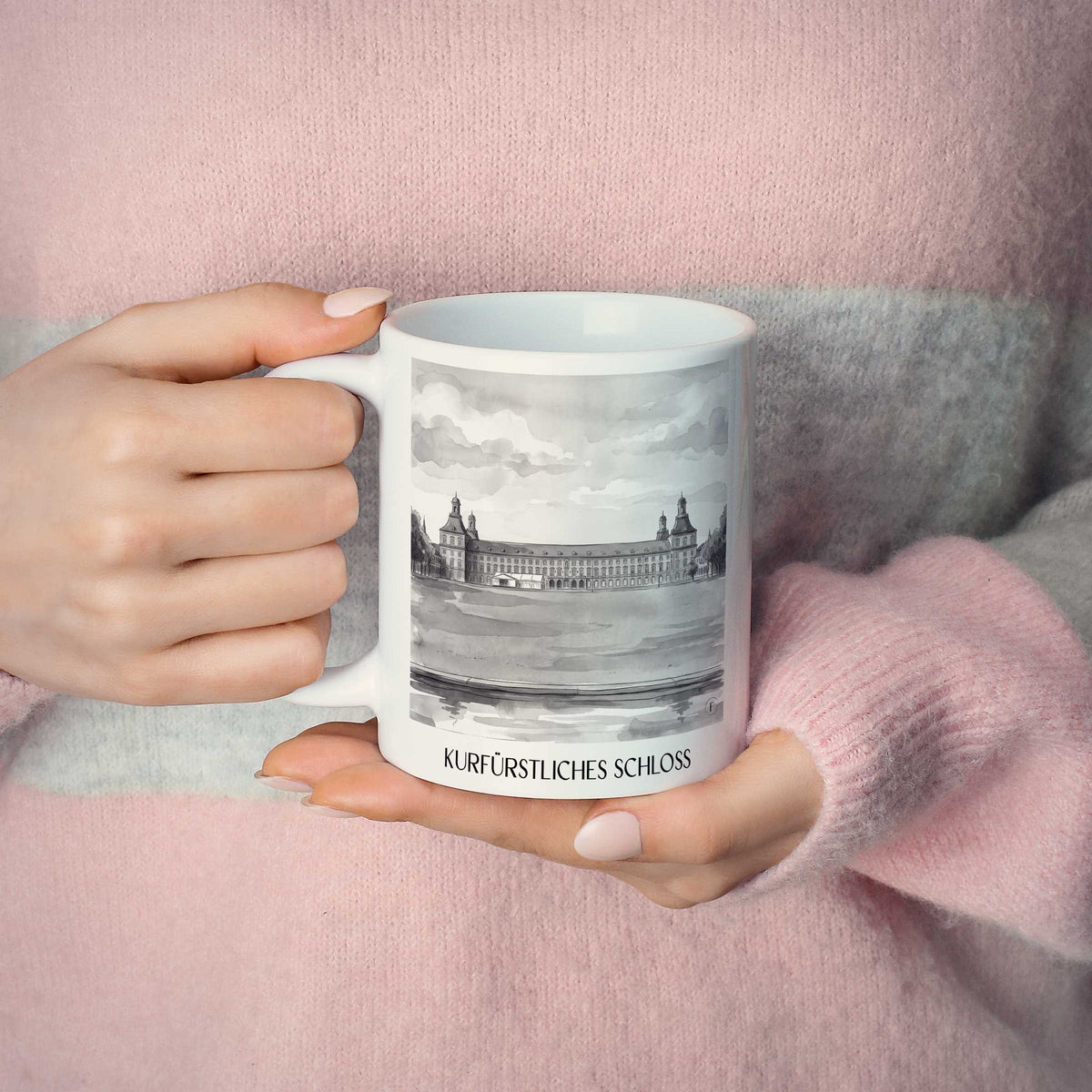 kurfürstliches-schloss-bonn-deutschland-kaffeebecher-aquarell-schwarz-weiss