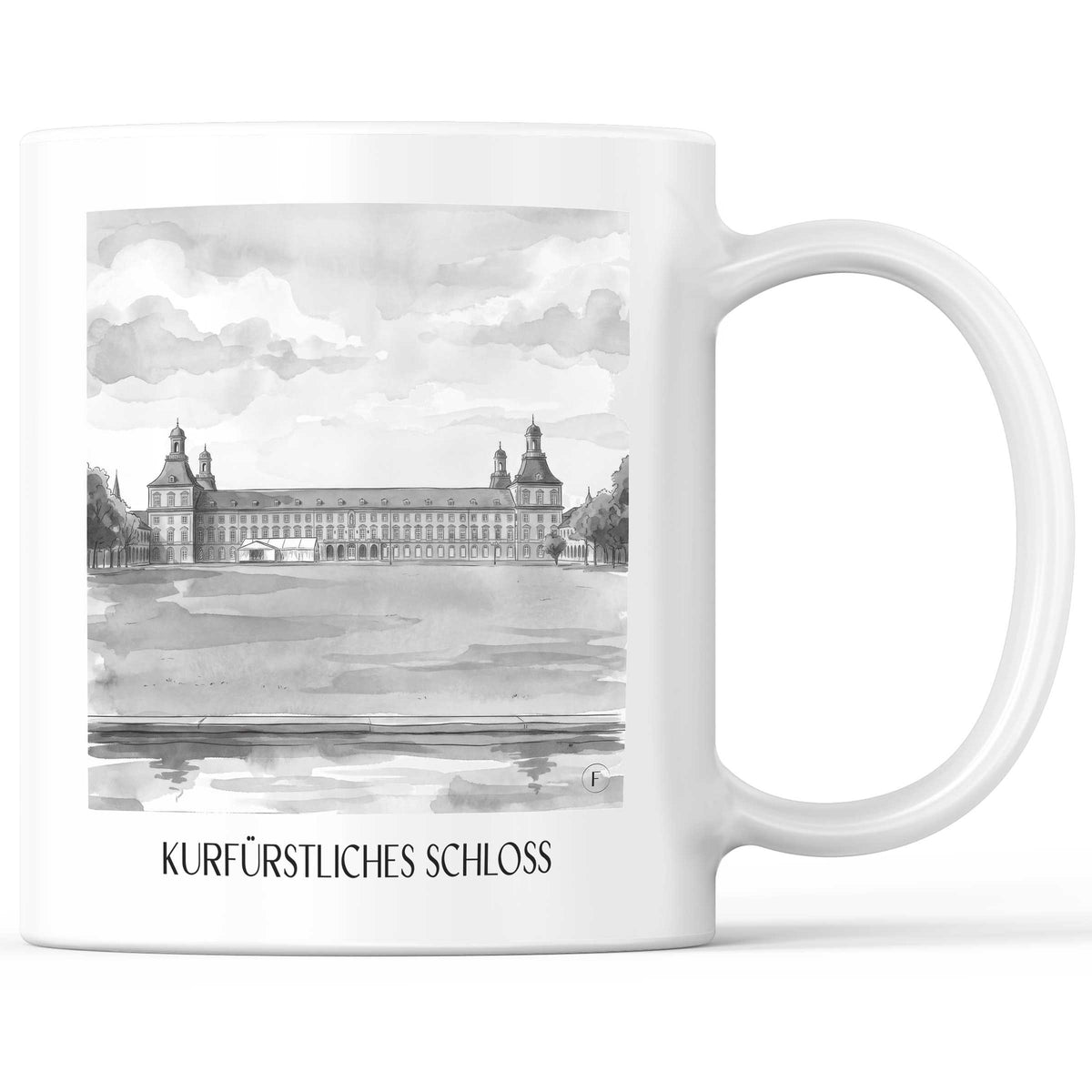 kurfürstliches-schloss-bonn-deutschland-kaffeebecher-aquarell-schwarz-weiss