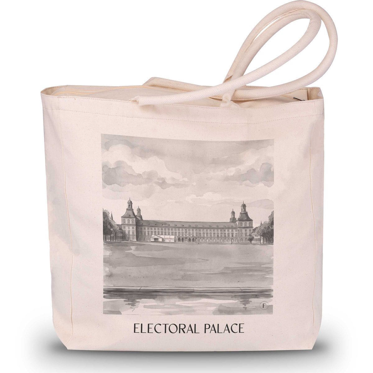 Kurfürstliches Schloss Shopping Tasche - Bonn - Deutschland Tote Bag - Einkaufstasche im Aquarell Schwarz-Weiß Stil - favplace
