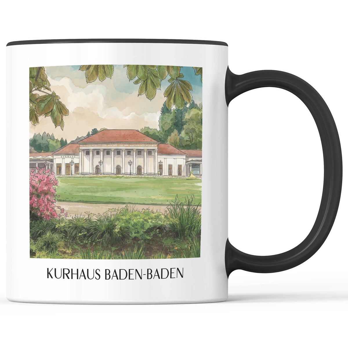 Kurhaus Kaffeebecher - Baden-Baden - Deutschland Becher - Kaffeetasse im Aquarell Stil - favplace
