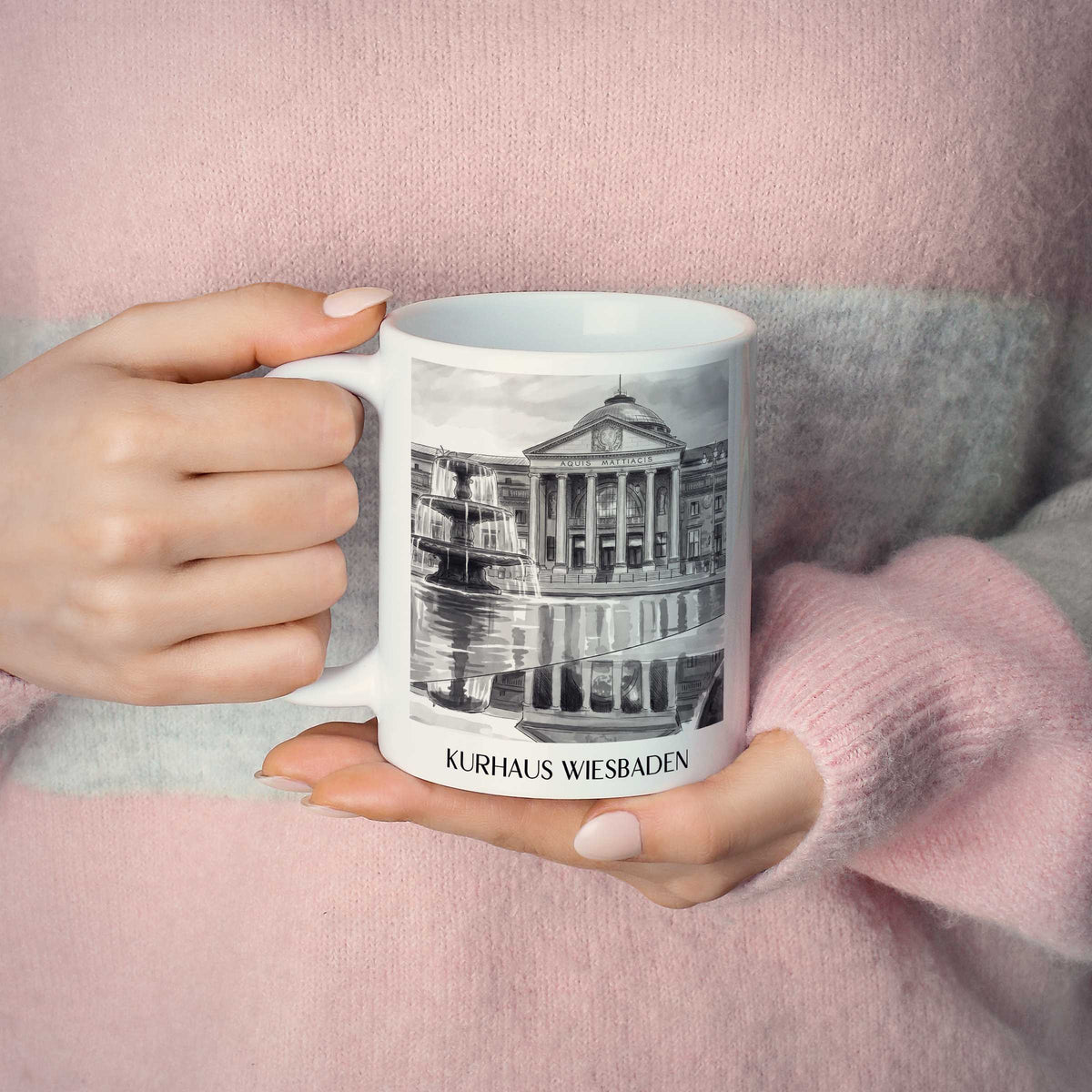 kurhaus-wiesbaden-deutschland-kaffeebecher-aquarell-schwarz-weiss