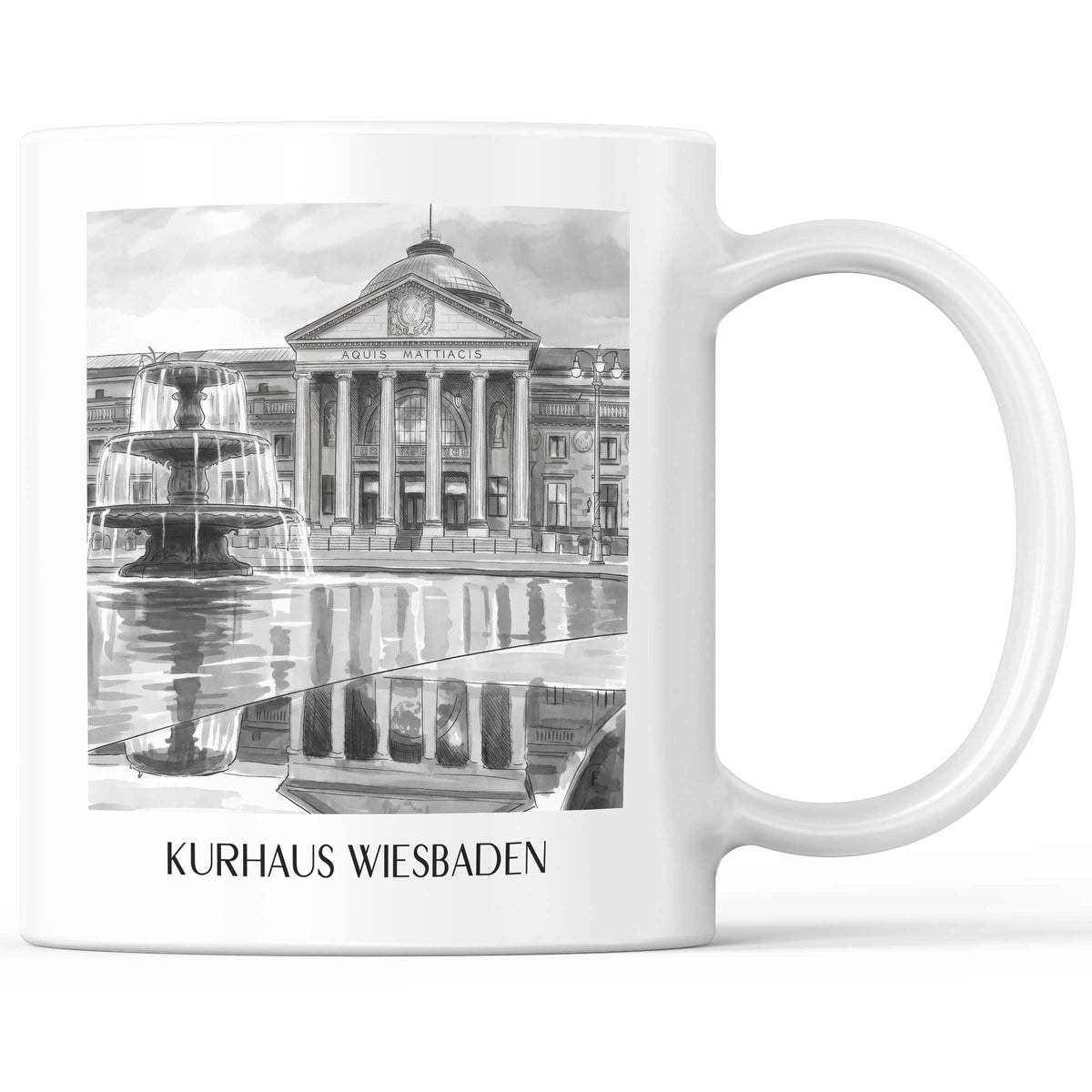 kurhaus-wiesbaden-deutschland-kaffeebecher-aquarell-schwarz-weiss