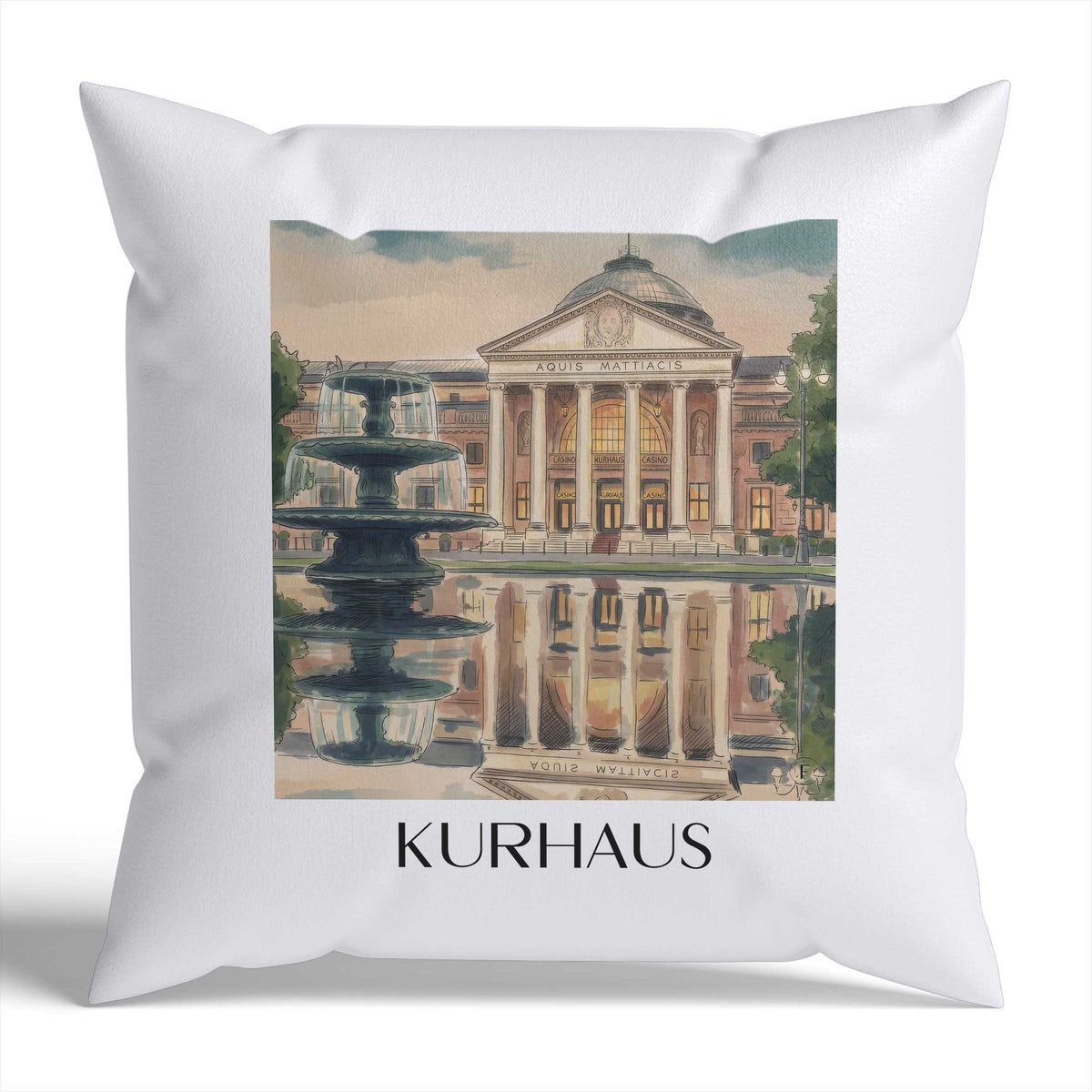 kurhaus-wiesbaden-deutschland-kissenbezug-aquarell